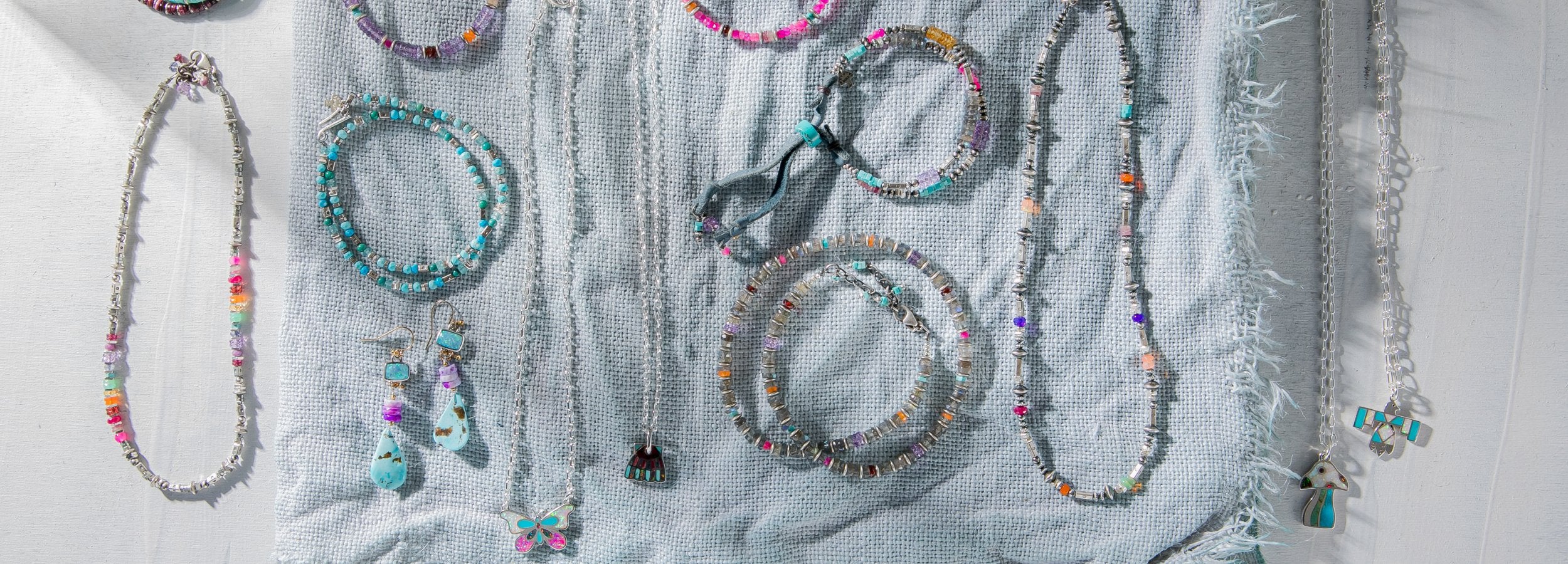 A Collection of beaded jewelry handcrafted for both men and women. Discover beaded necklaces, bracelets, earrings, and hatbands designed in the Peyote Bird original design.