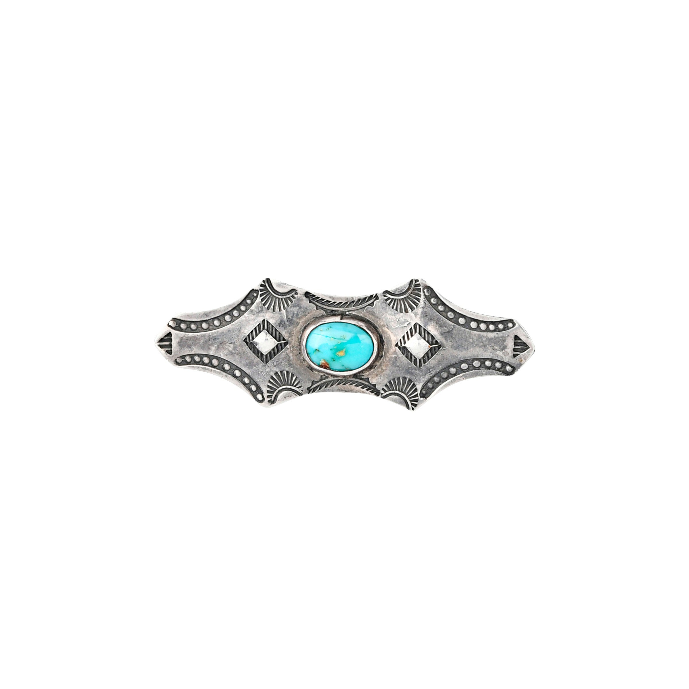 Vintage Navajo Double Diamond Turquoise Pin
