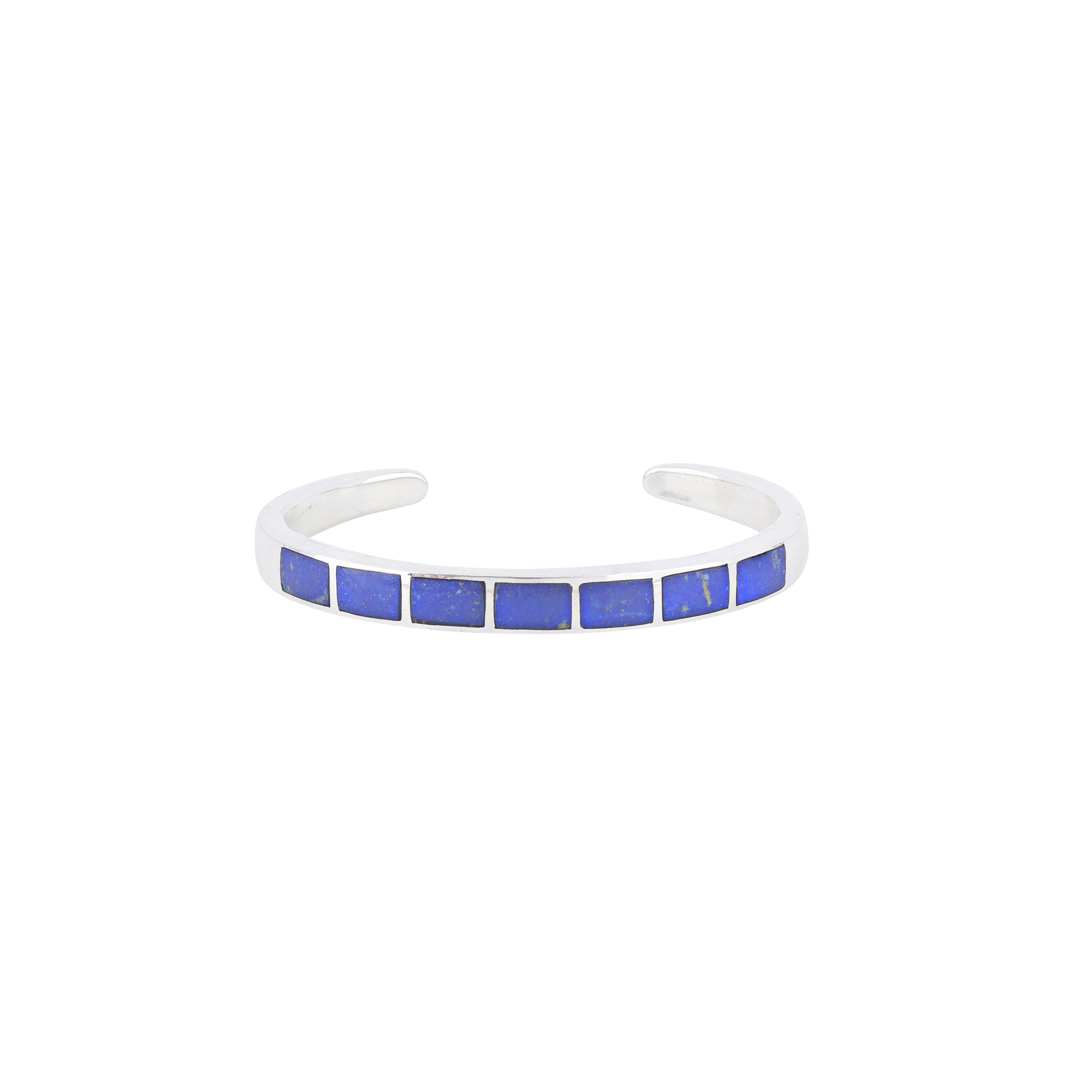 The vintage inspired Galisteo cuff from our Bird and Arrow line that features sterling silver with blue Lapis stone inlay.