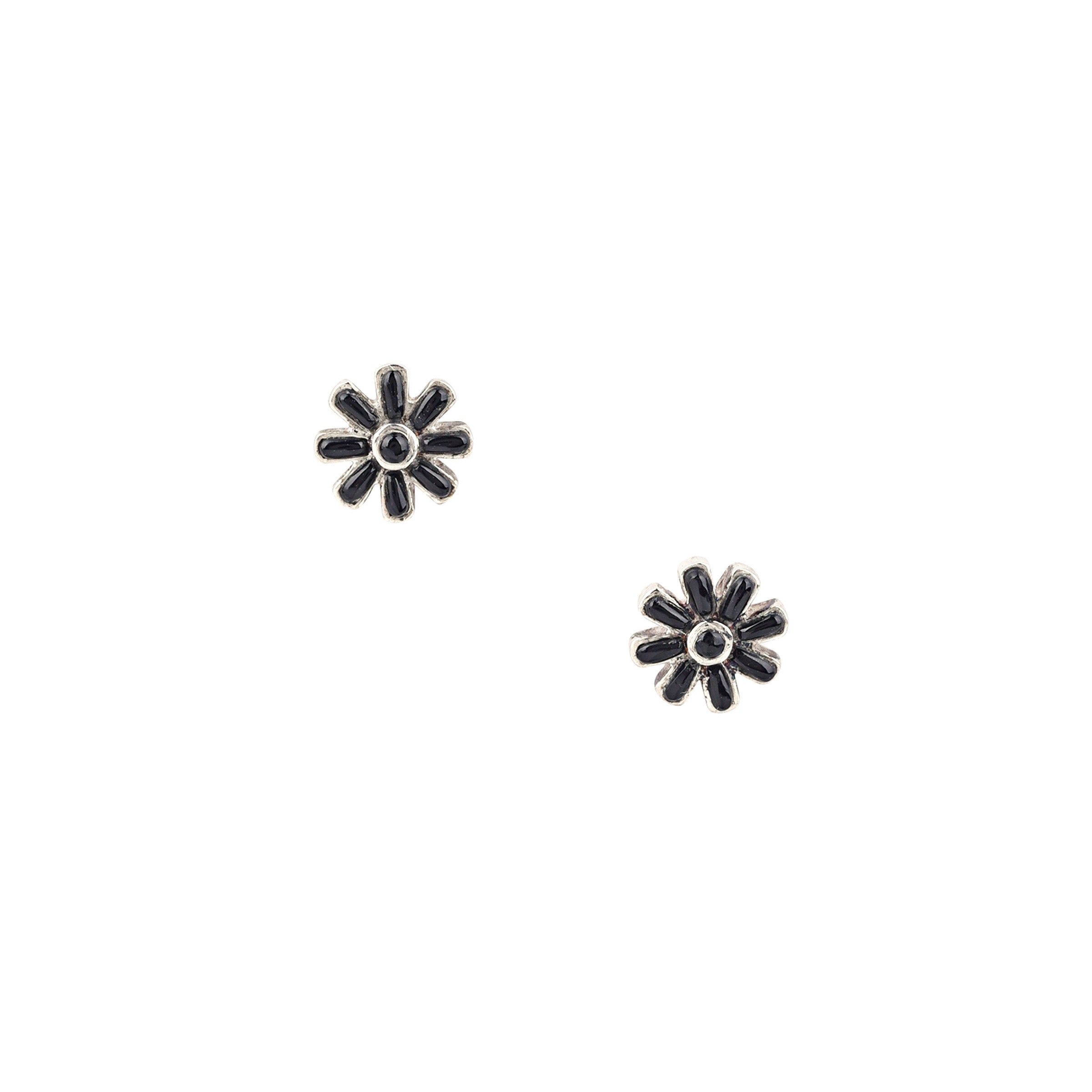 Daisy Studs, bird & arrow, sterling silver, earrings, accessory, ATD, onyx