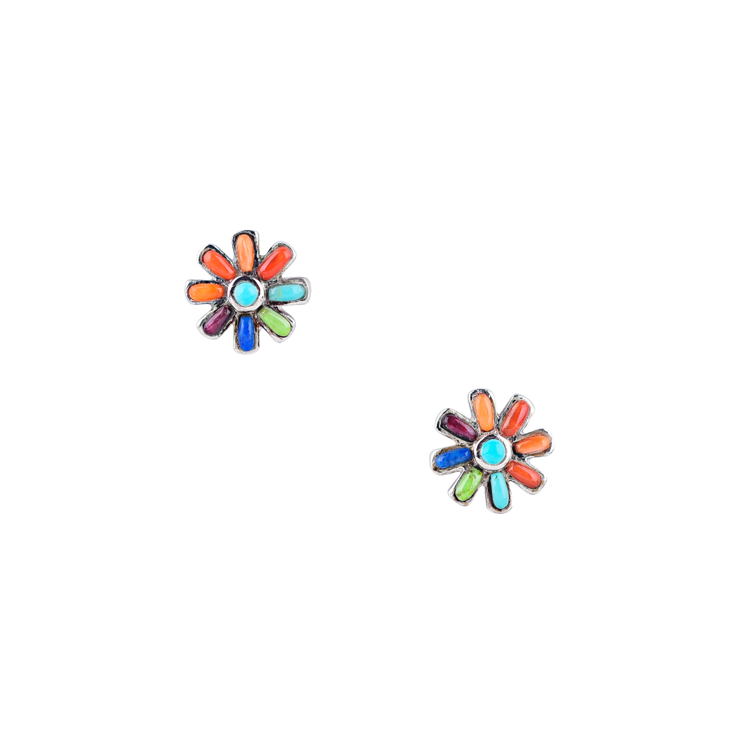 Daisy Studs, bird & arrow, sterling silver, earrings, accessory, ATD, multi, rainbow
