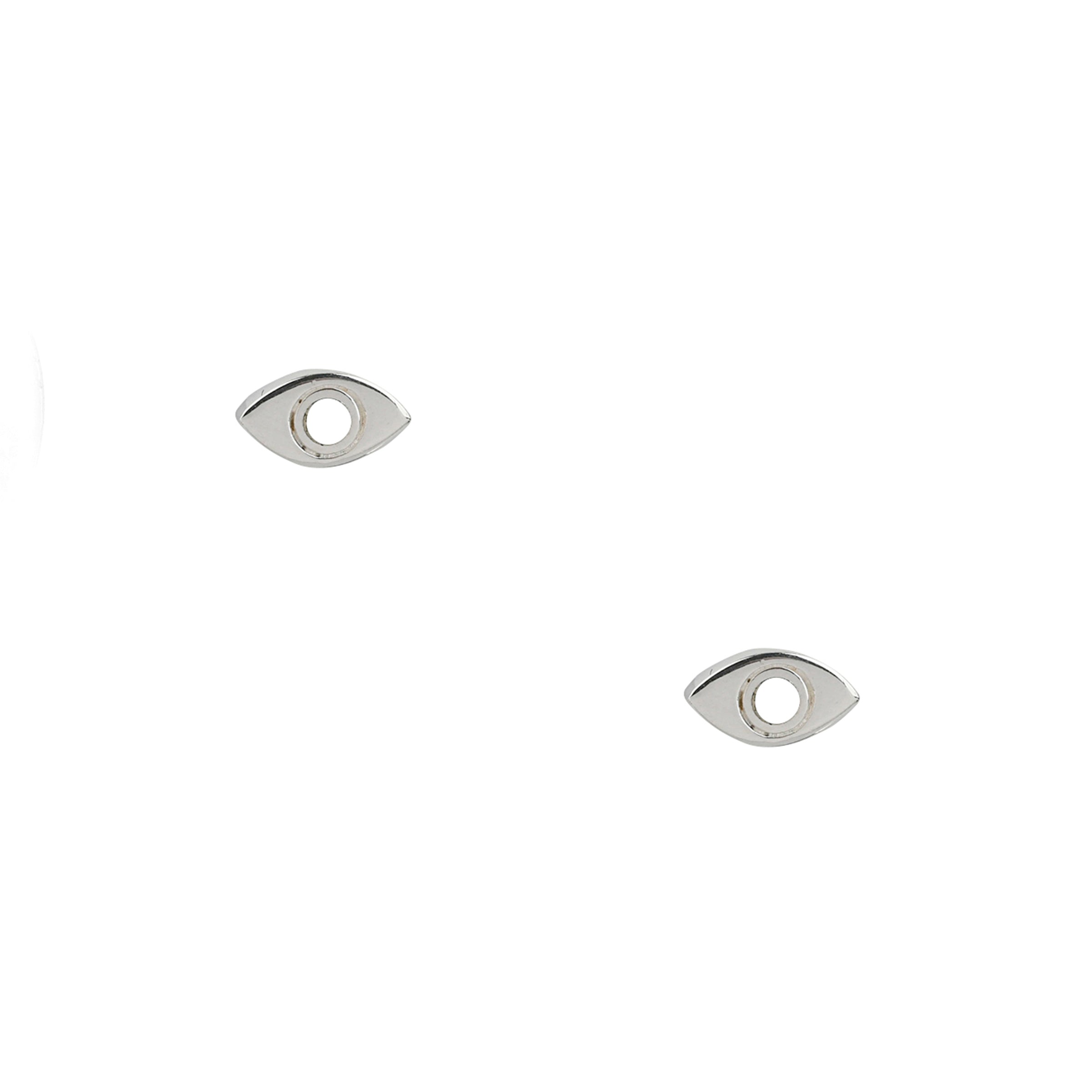 Pair of Sterling silver eye earrings with mother of pearl inlay in iris area.