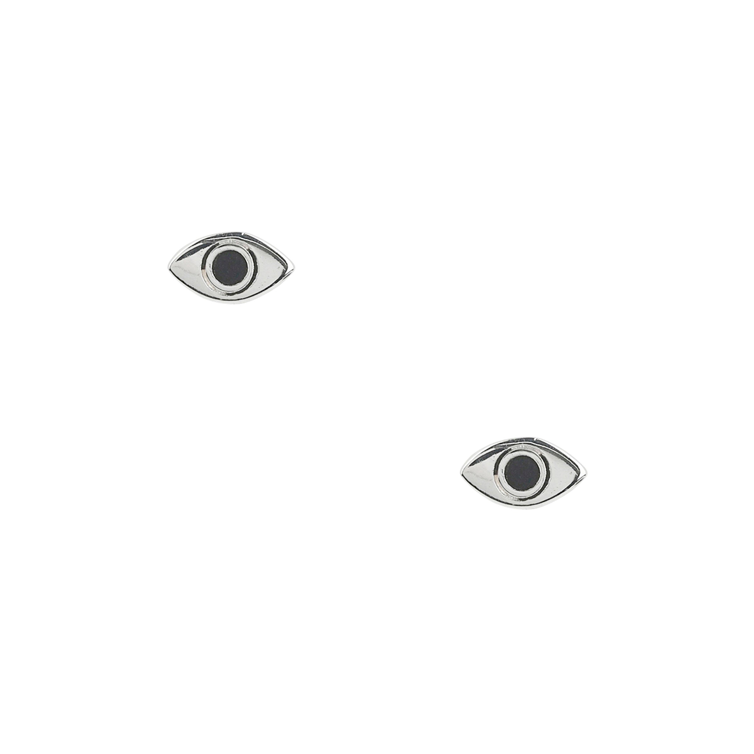 Pair of Sterling silver eye earrings with black onyx inlay in iris area.