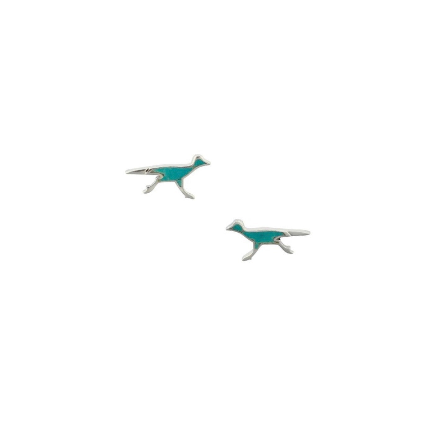 Sterling Silver Turquoise inlay roadrunner earrings.