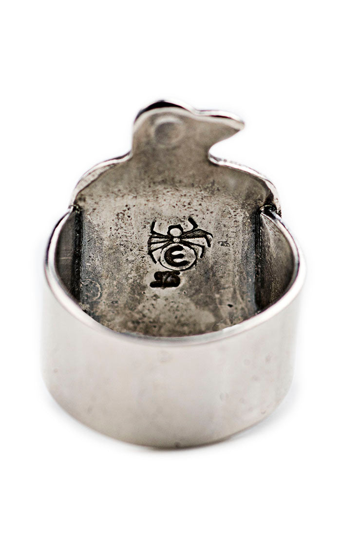 .925 Sterling Silver Thunderbird Southwestern Scarf Slide with Blue Turquoise