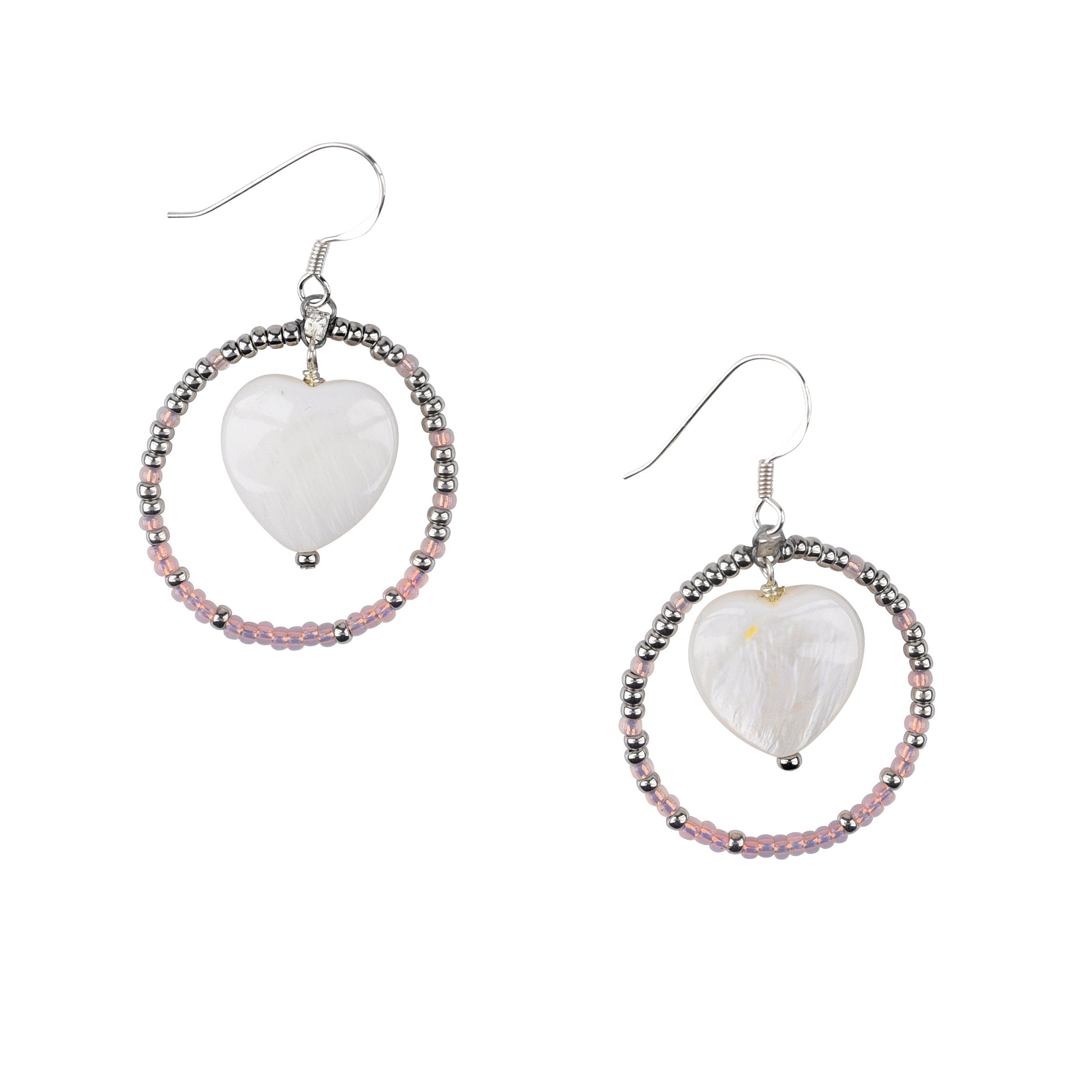 White Heart Earrings