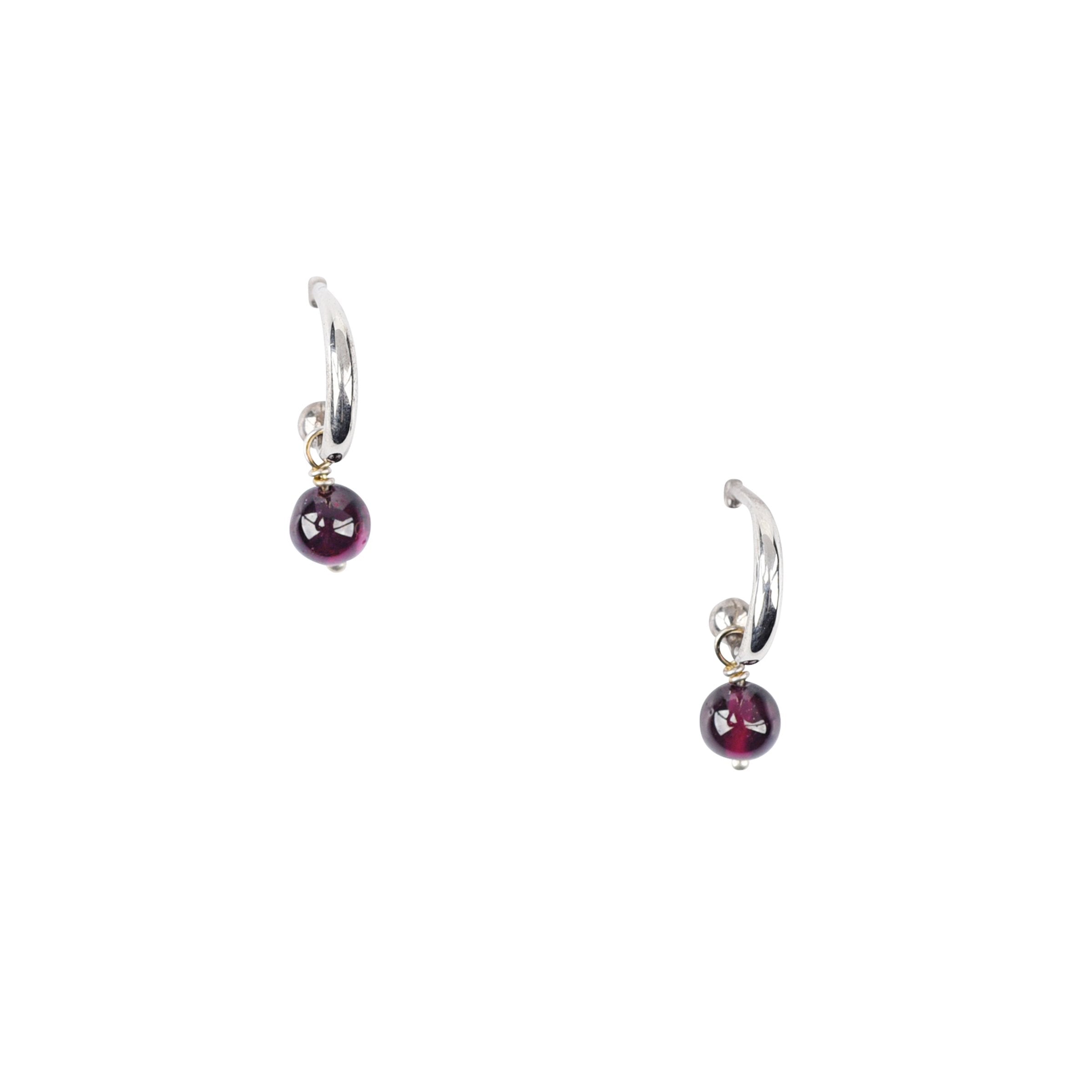 Garnet Hoop Earrings