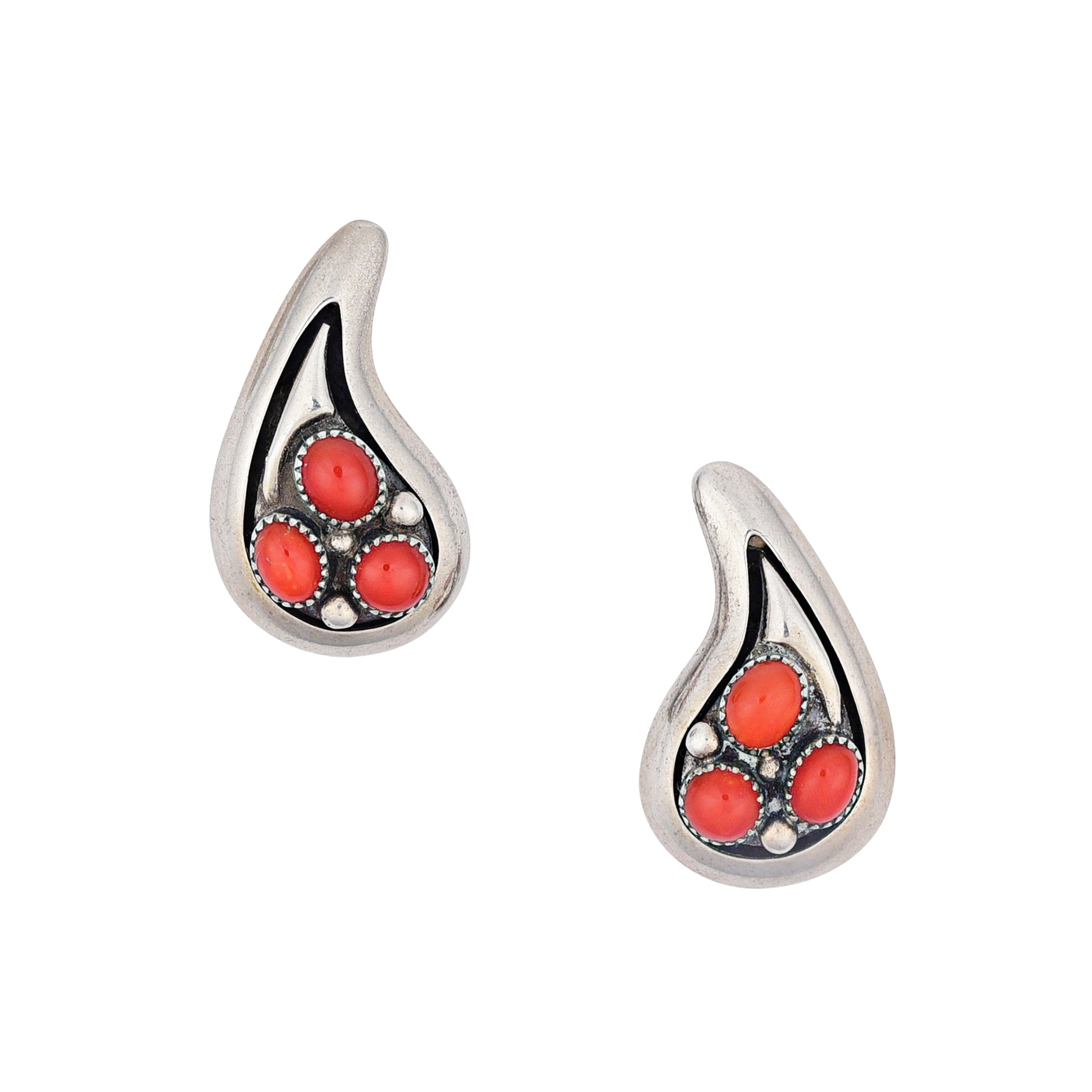 Vintage Red Coral Clip Earrings