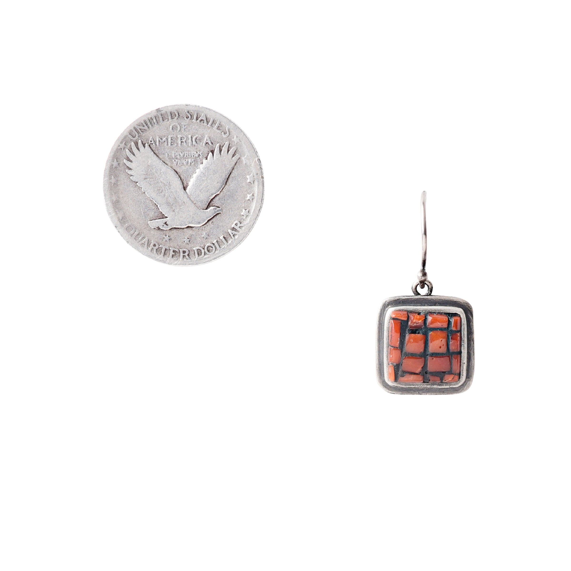 Nomad Mosaic Coral Square Earrings