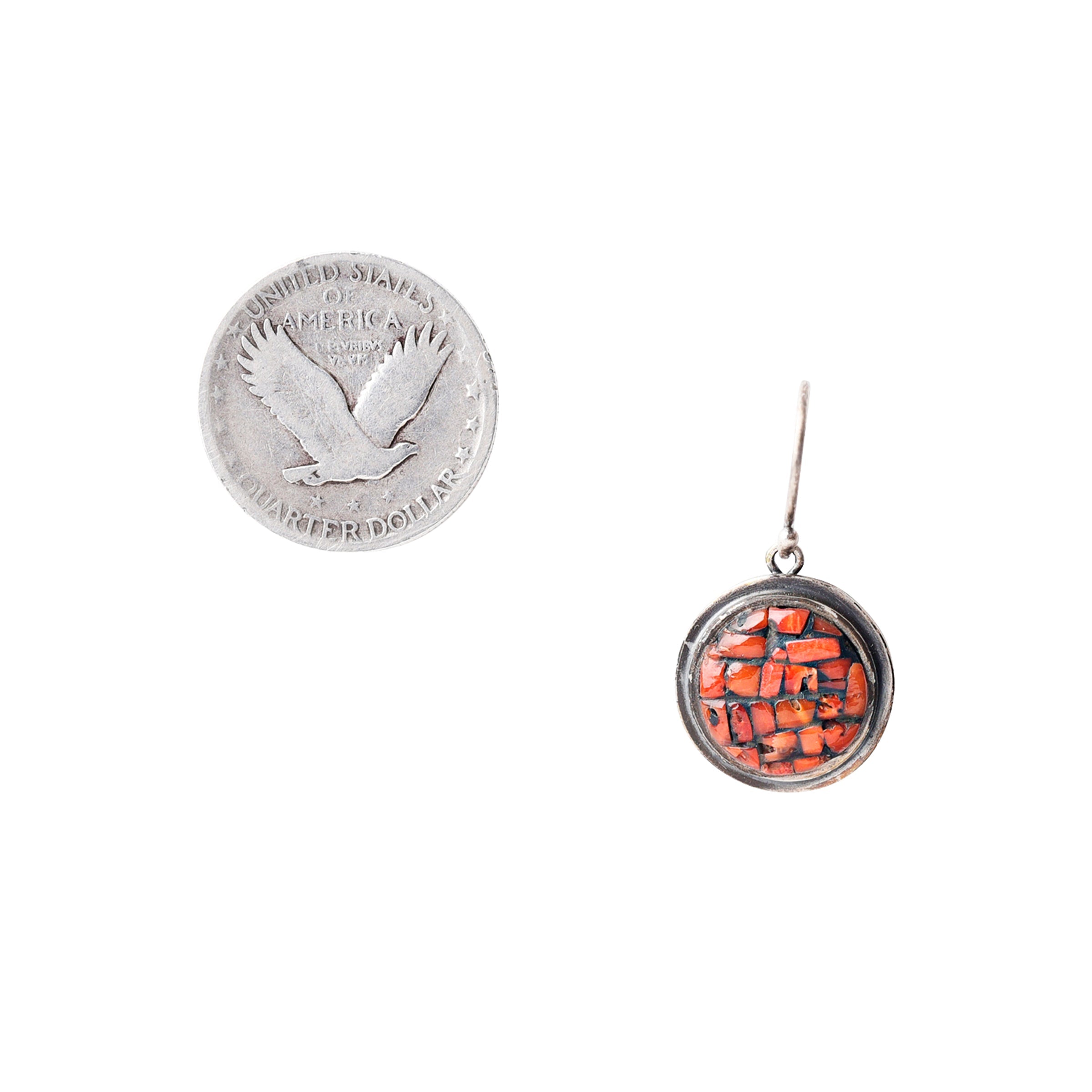 Nomad Mosaic Coral Round Earrings