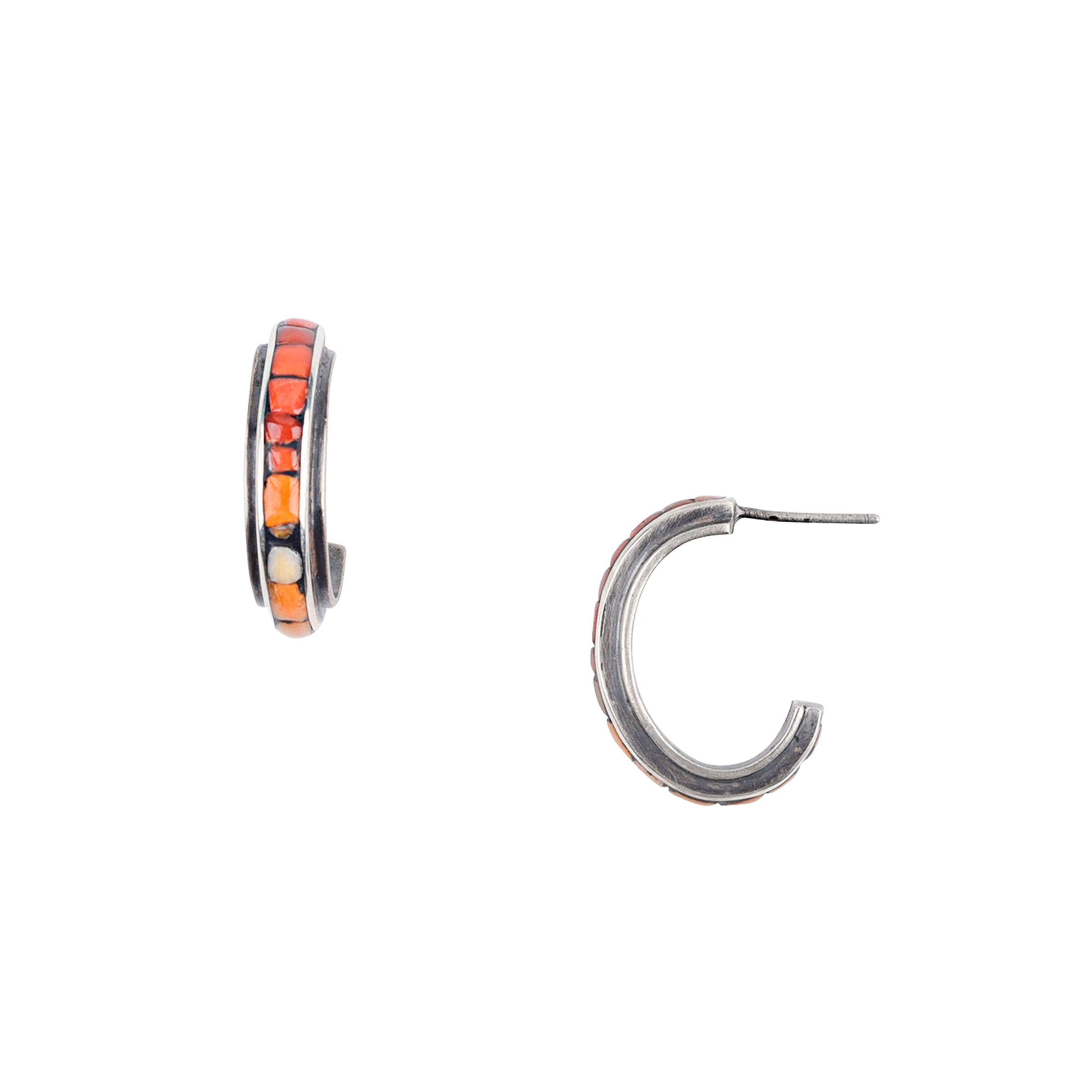 Nomad Mosaic Spiny Oyster Hoop Earrings