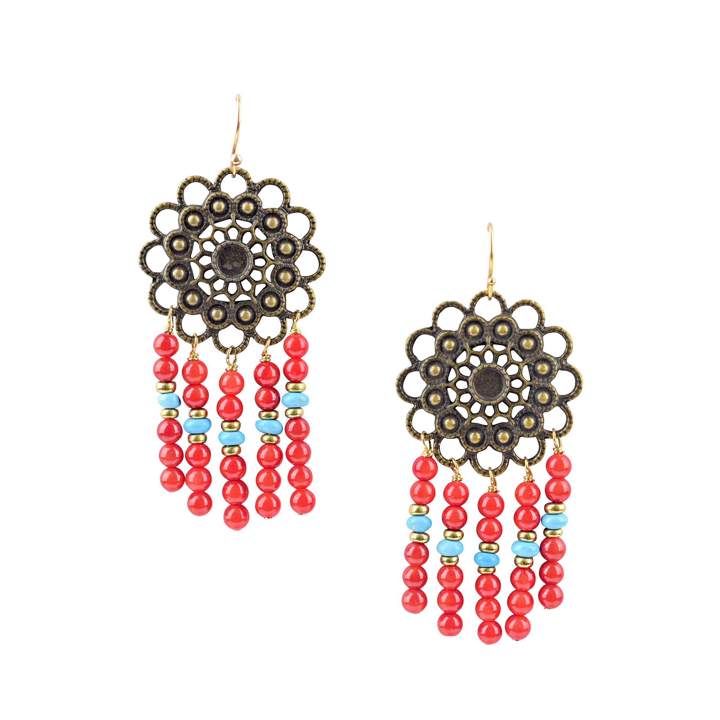 Sunburst Bamboo Coral Earrings