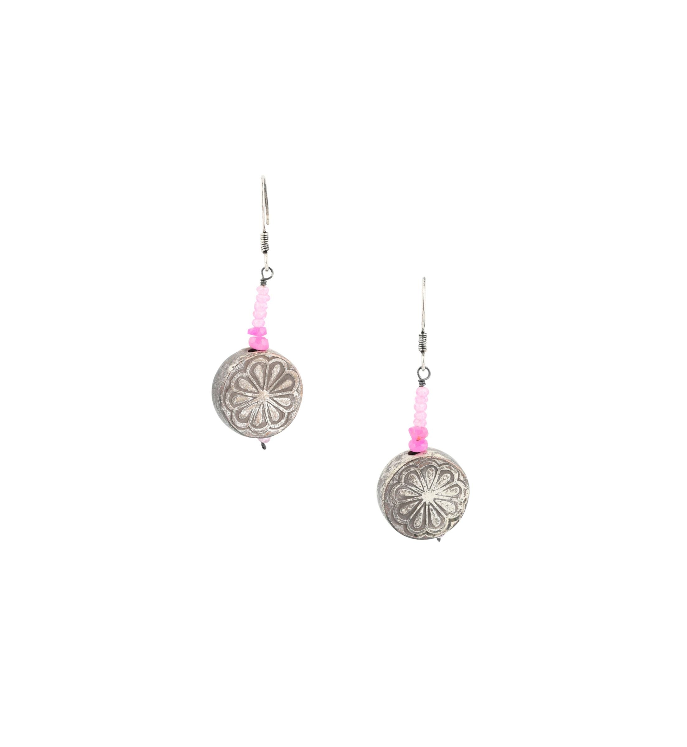 Silver Medallion Drop Earrings