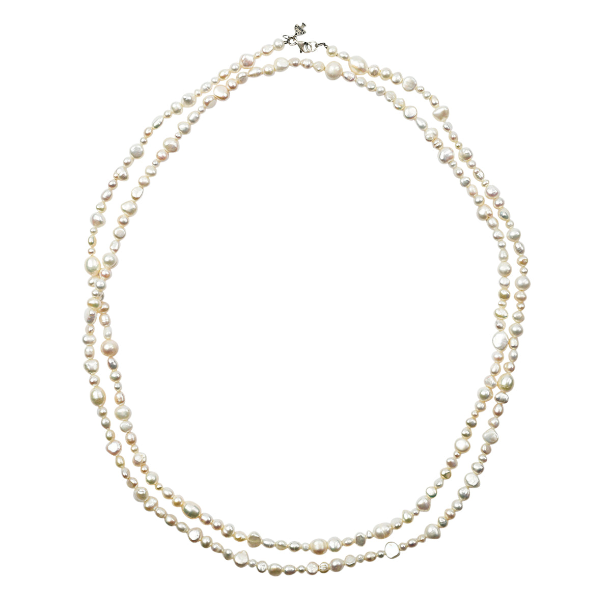 Long beaded necklace strung with Freshwater Pearl