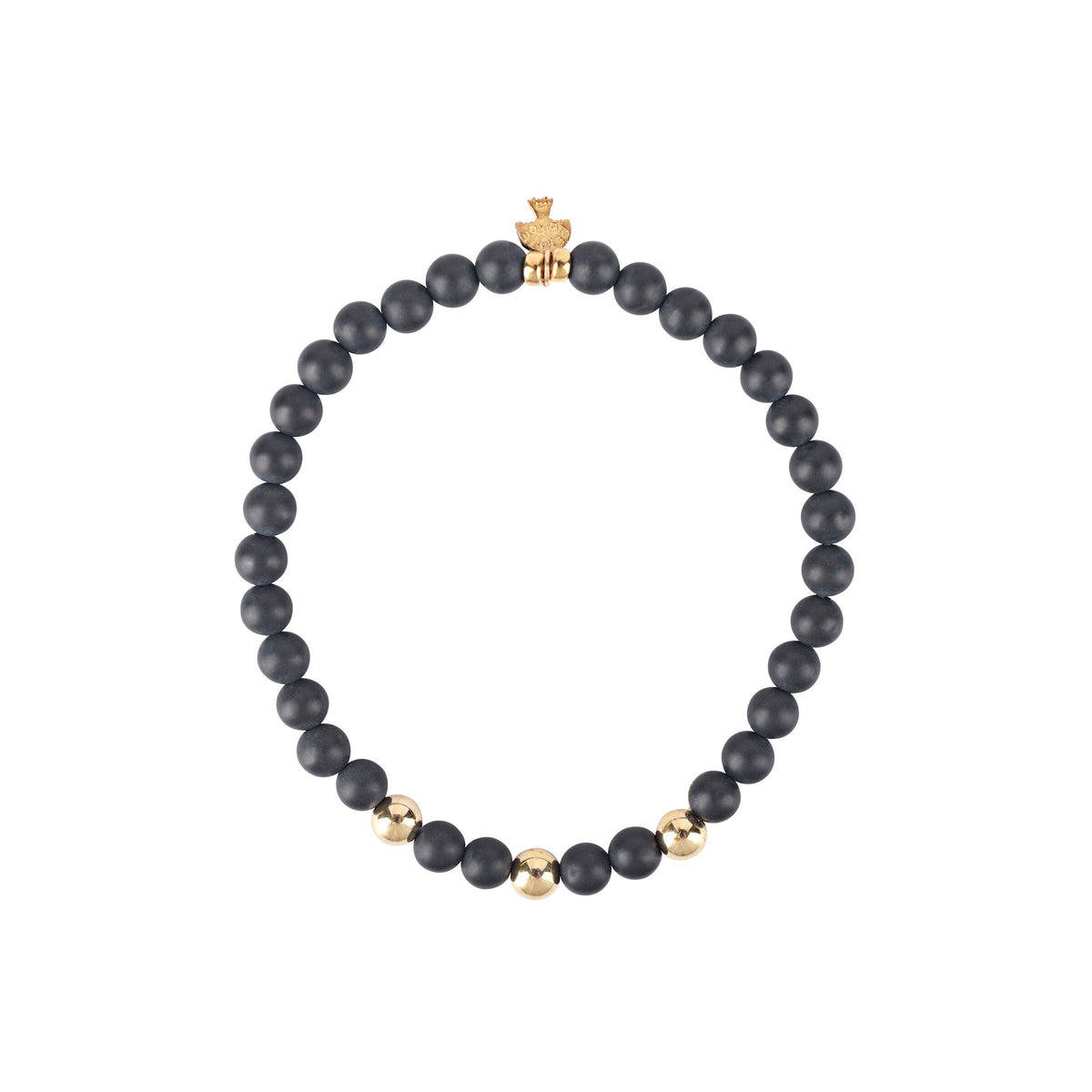 14k Gold and Black Bead Bracelet