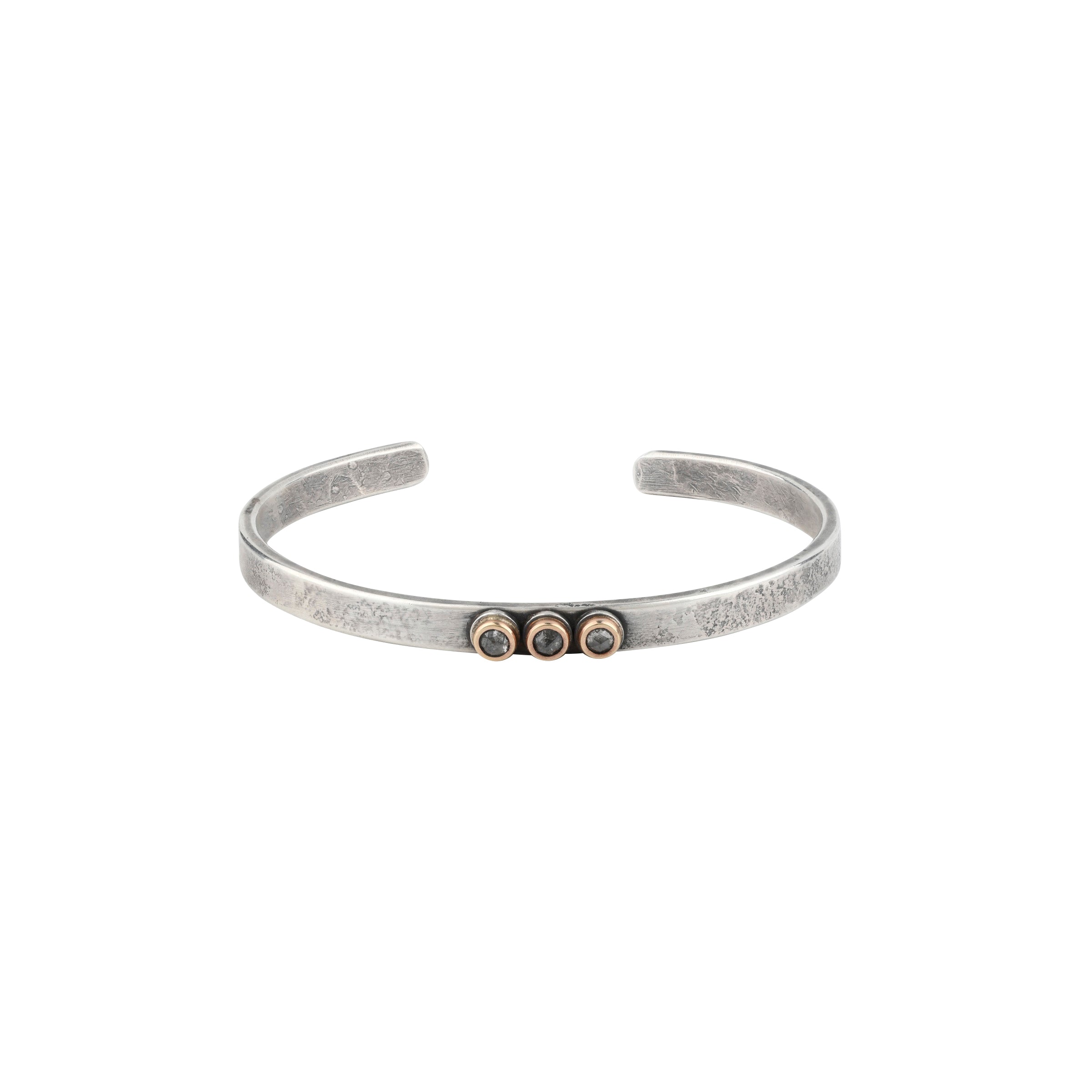 Dennis Hogan Triad Diamond Cuff, sterling silver, gold, black diamond, made in USA, artisan, accessory