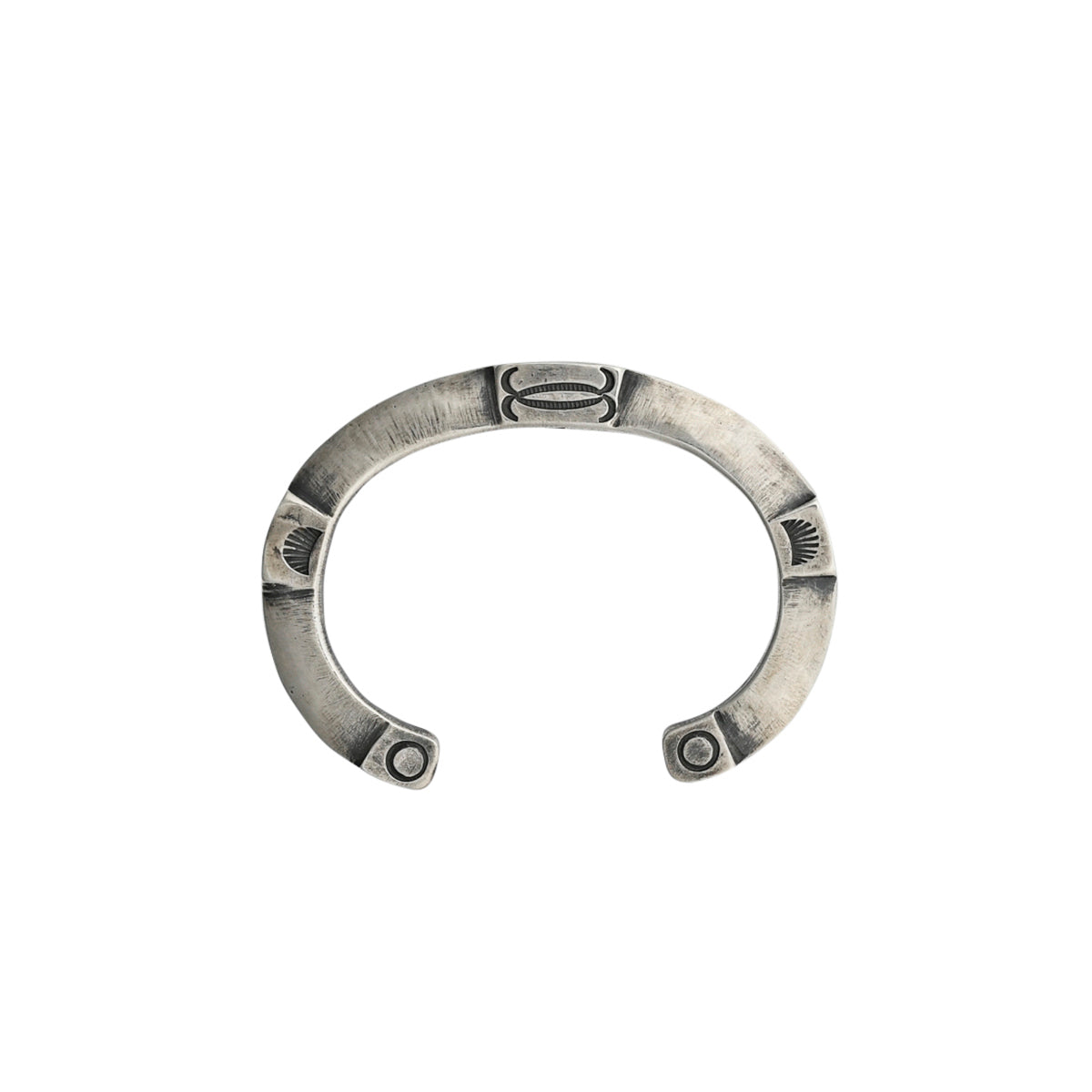 Ingot Coin Silver cuff with geometric and Southwestern style stamping. A stackable jewelry piece!