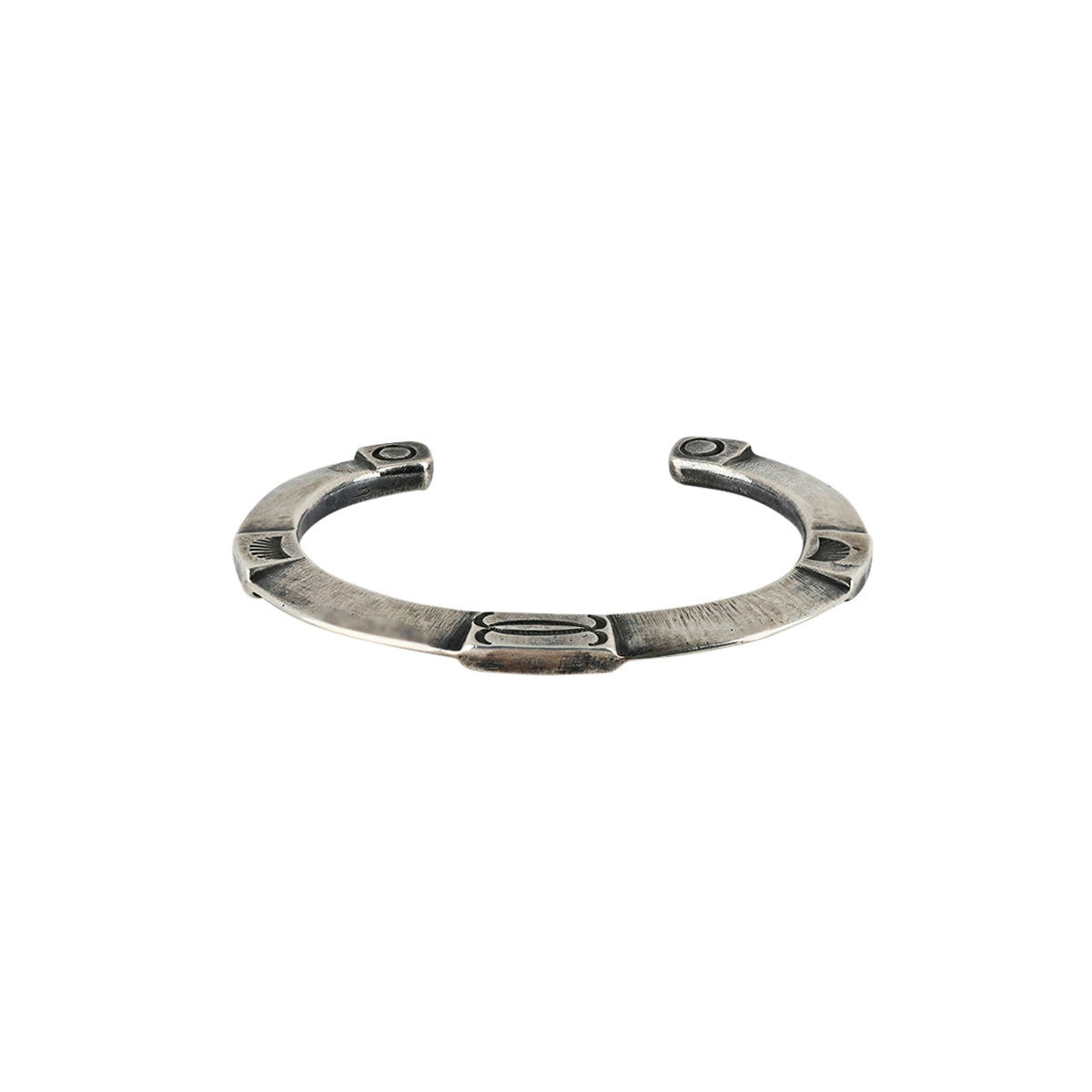 Ingot Coin Silver cuff with geometric and Southwestern style stamping. A stackable jewelry piece!