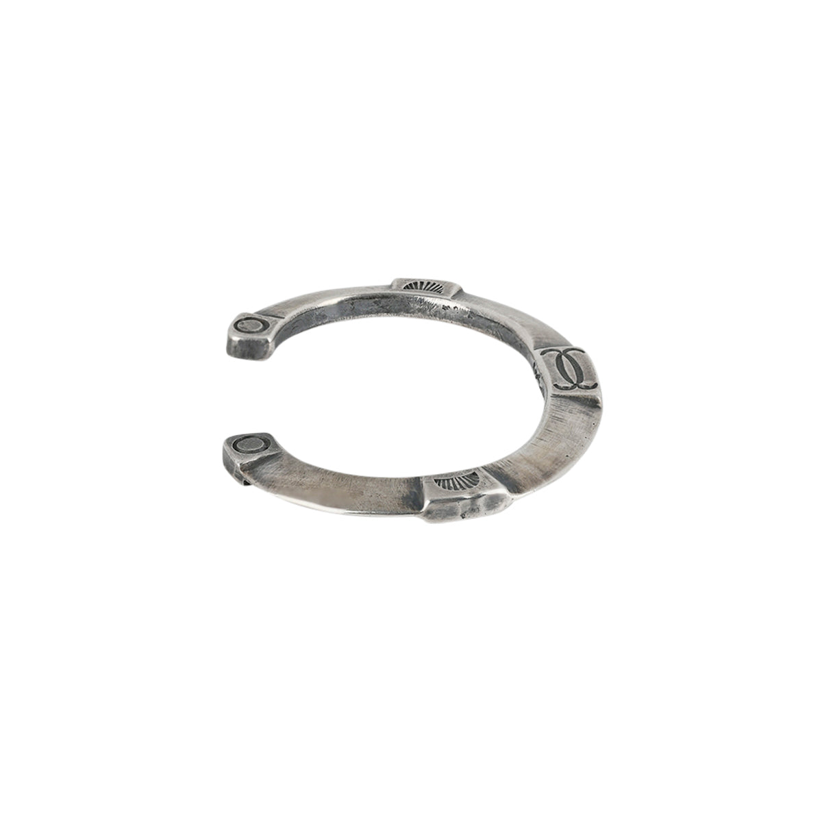 Ingot Coin Silver cuff with geometric and Southwestern style stamping. A stackable jewelry piece!