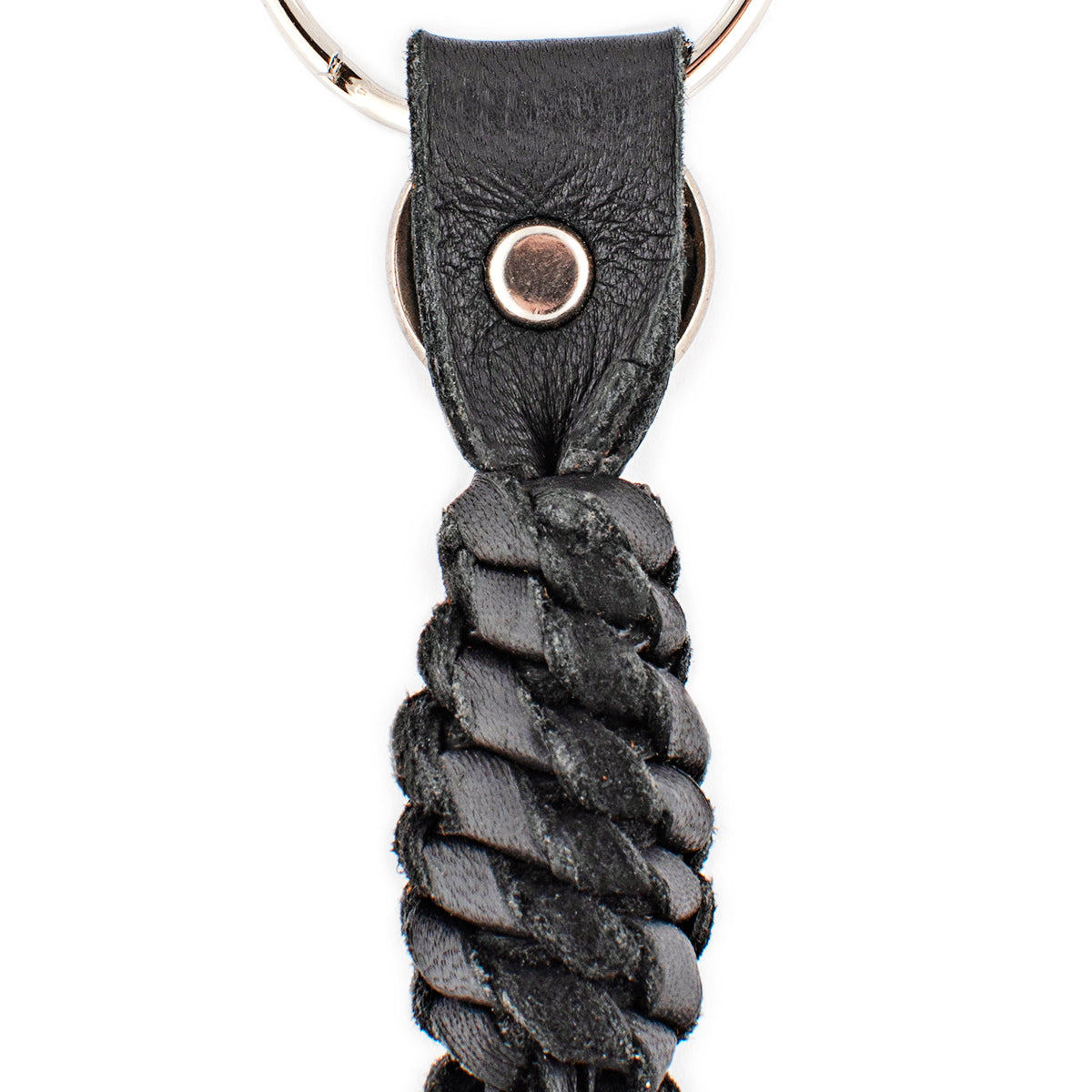 Lampman Twisted Leather Fringe Key Chain - Black