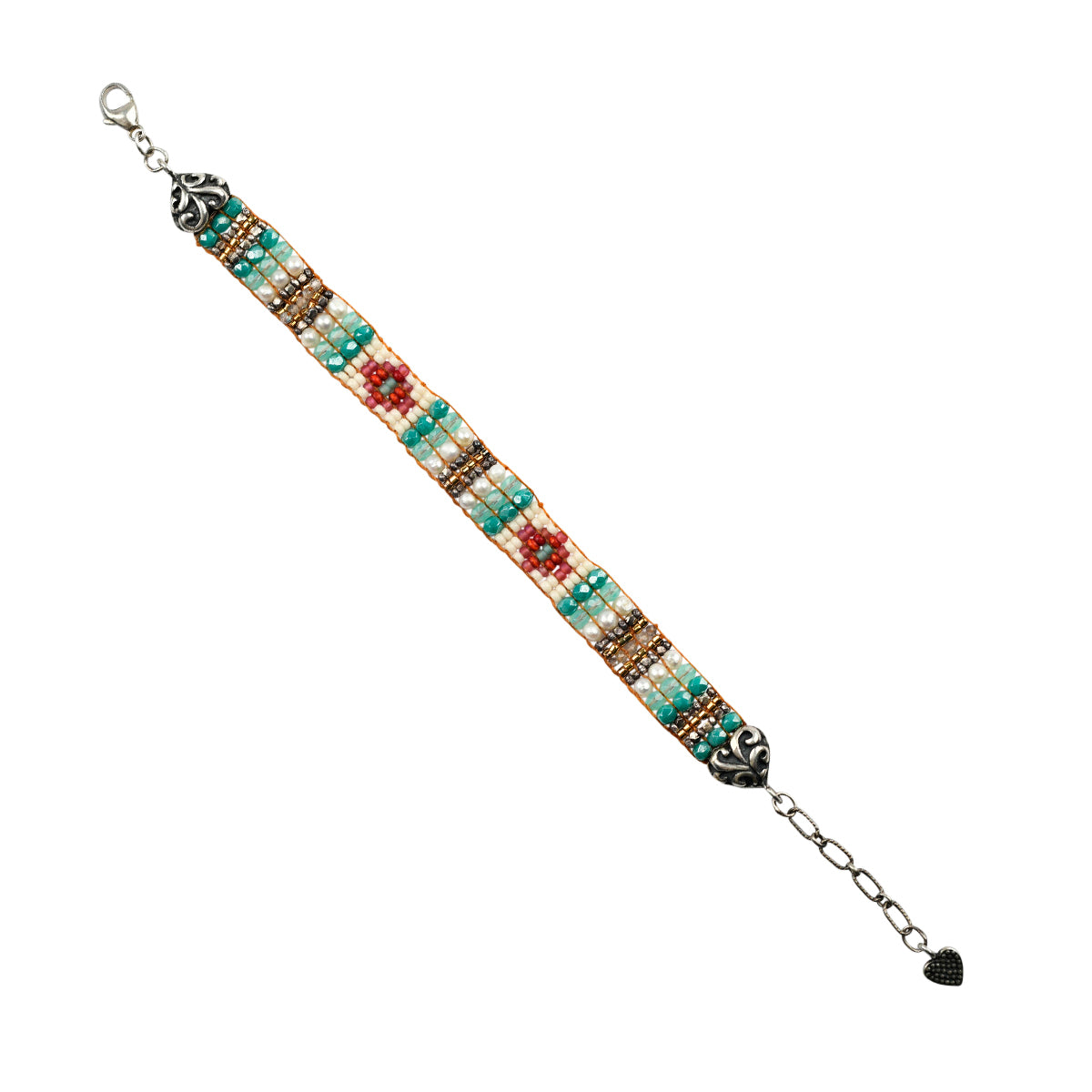 Woven by hand using glass beading in Santa Fe, NM. This piece was a Sundance Catalog favorite!