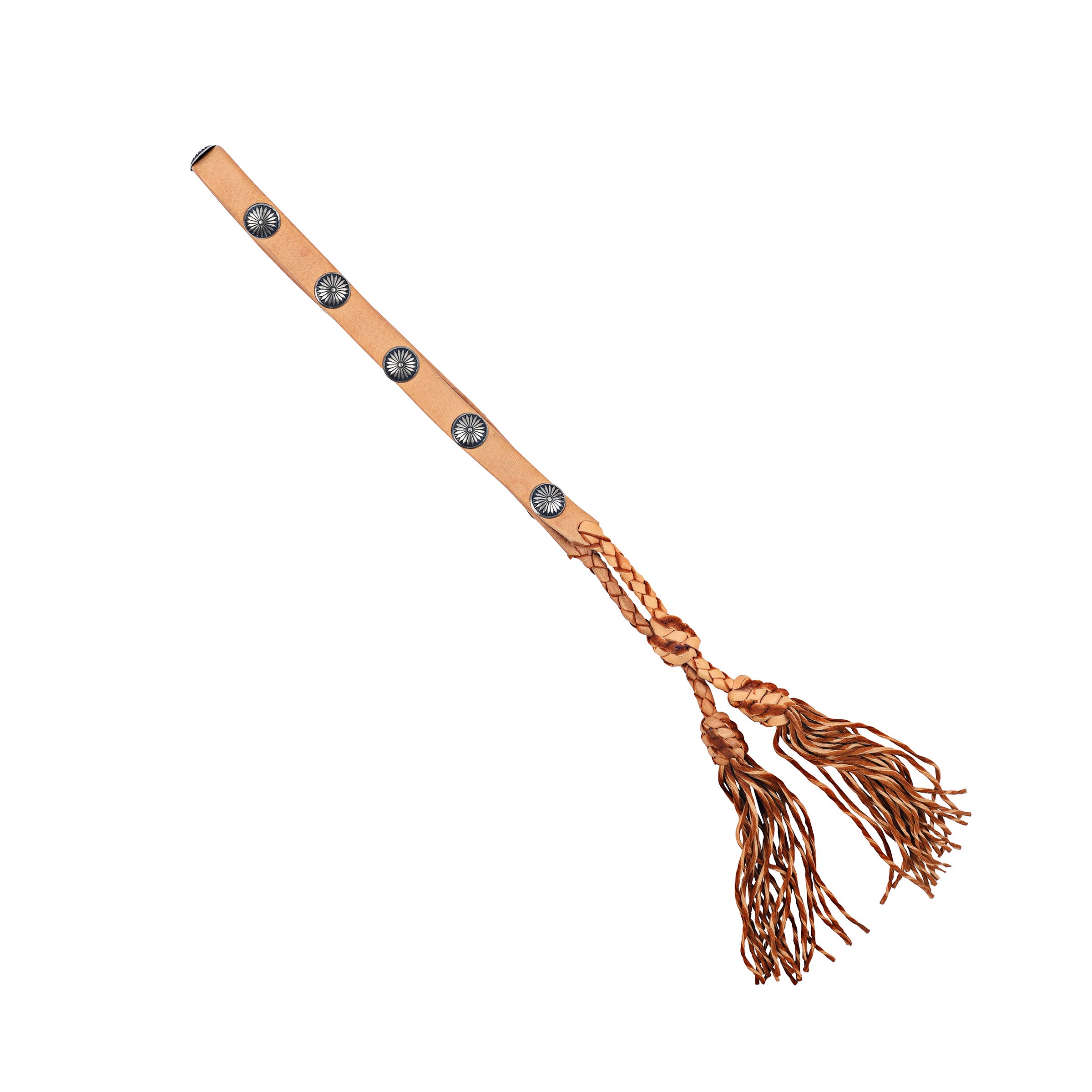 Lampman Concho Hatband with Twisted Fringe - Saddle