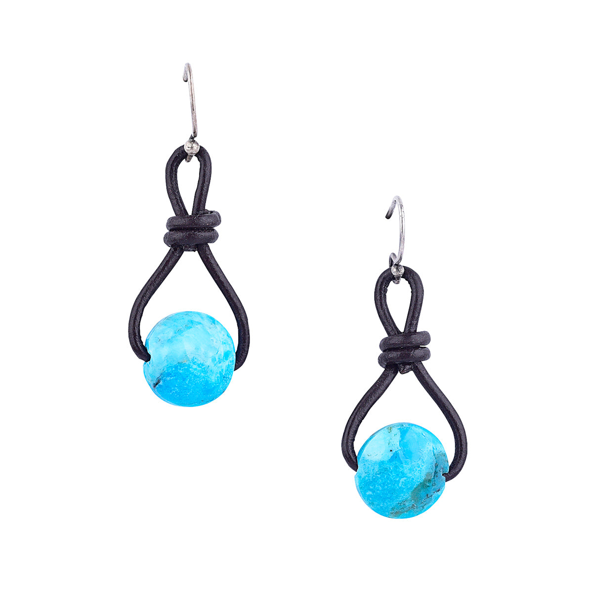 Goat Leather loop with turquoise focal bead earrings.