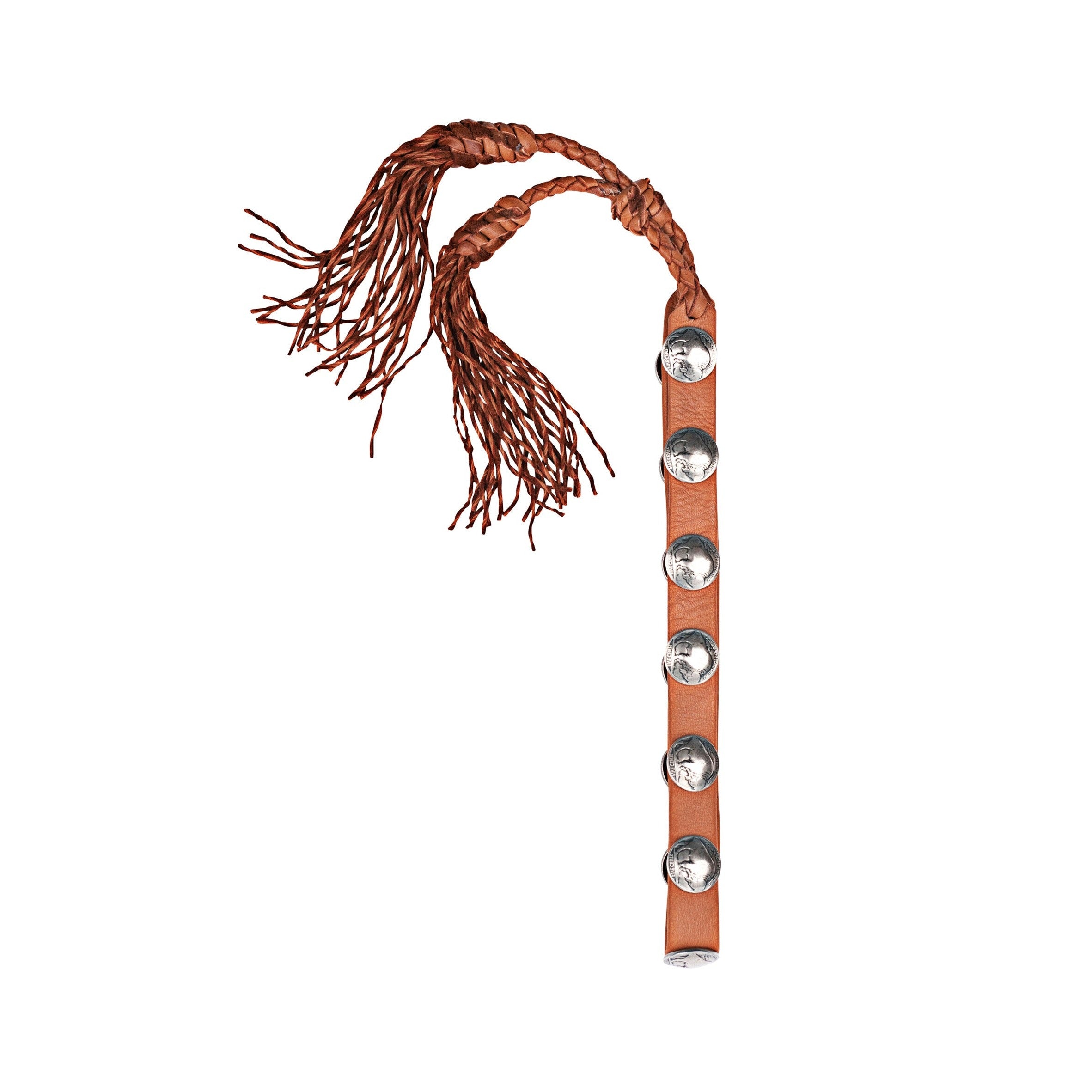 Double-layered deerskin leather hatband with silver buffalo nickels. Handcrafted in the USA.