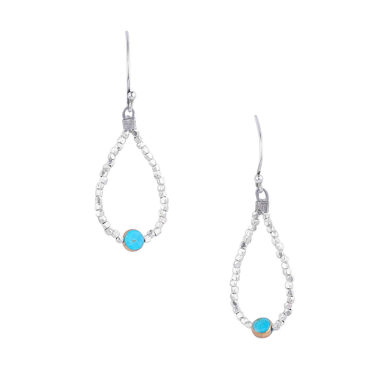 Sterling silver and turquoise tear drop earrings