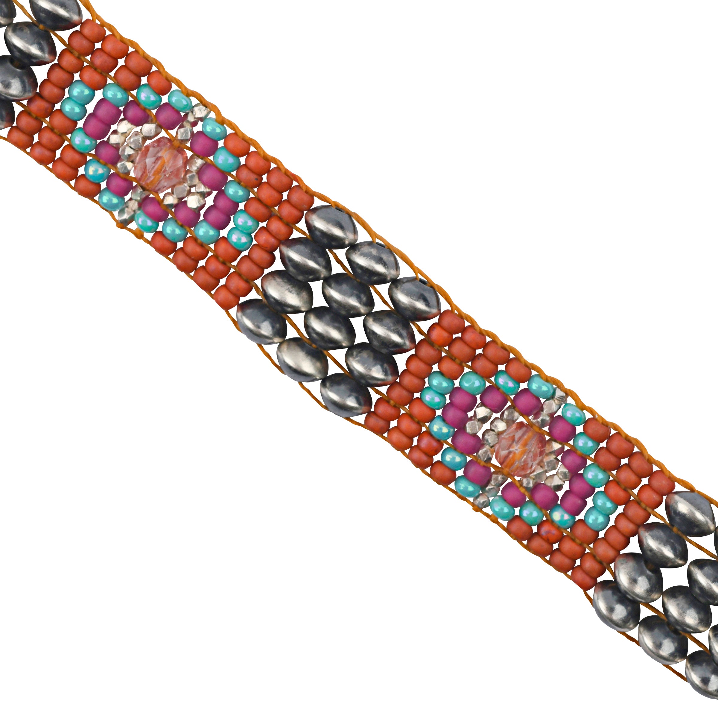 Woven by hand using glass beading in Santa Fe, NM. This piece was a Sundance Catalog favorite!