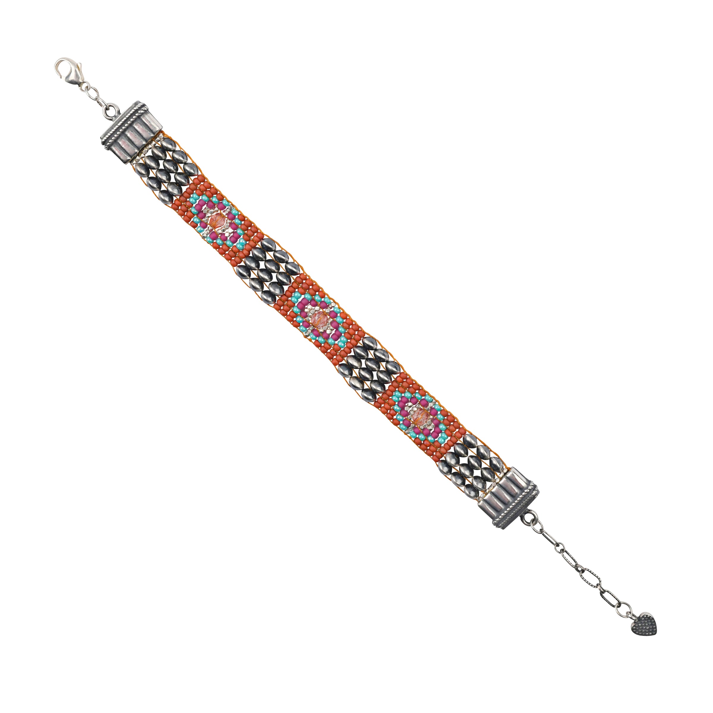 Woven by hand using glass beading in Santa Fe, NM. This piece was a Sundance Catalog favorite!