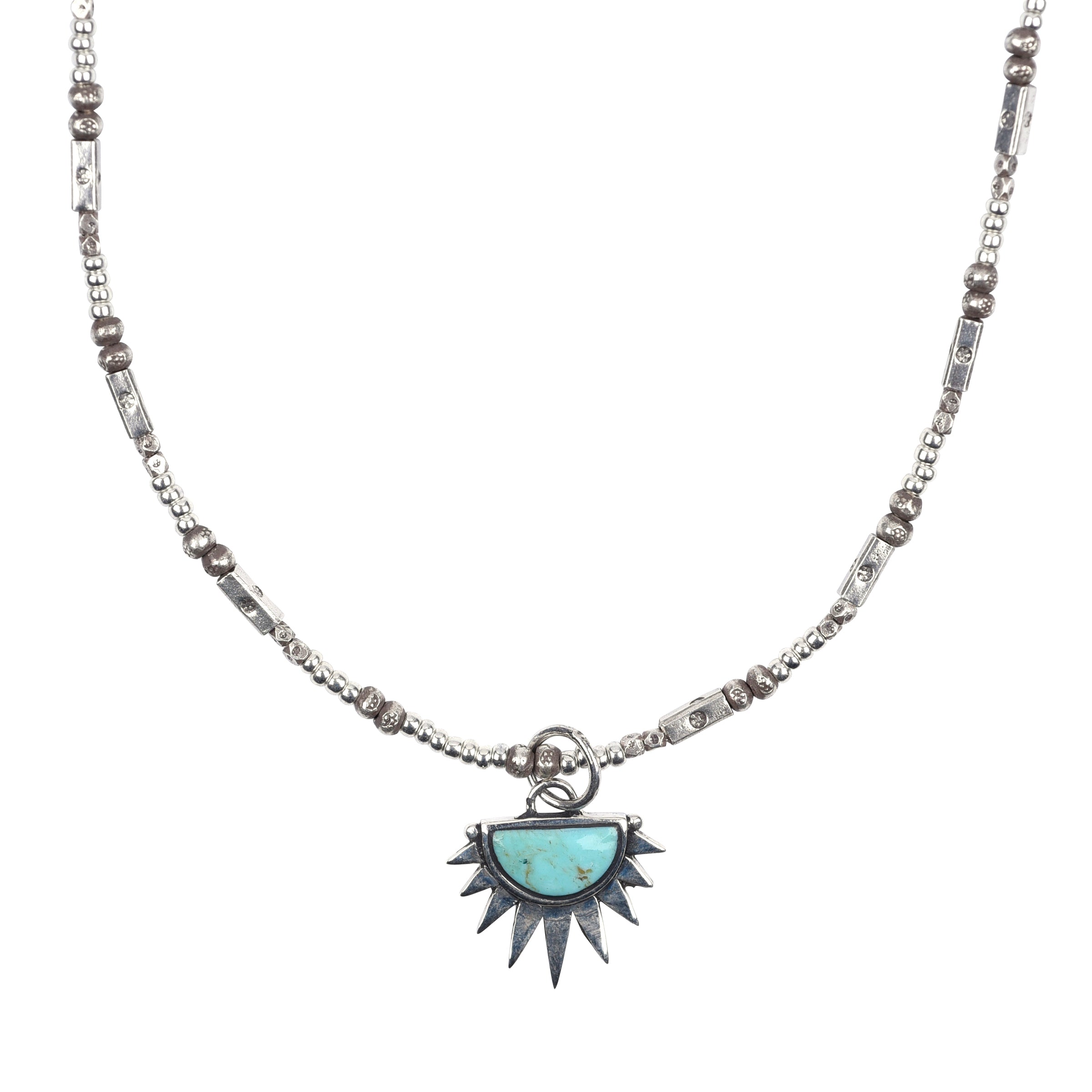A sweet and delicate Sterling Silver and Turquoise Southwest inspired necklace