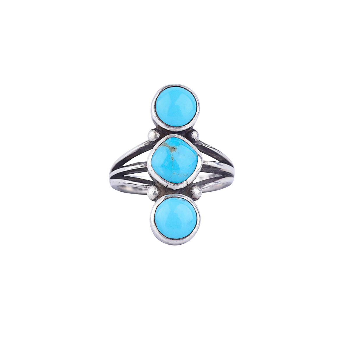 3 turquoise stone sterling silver ring.