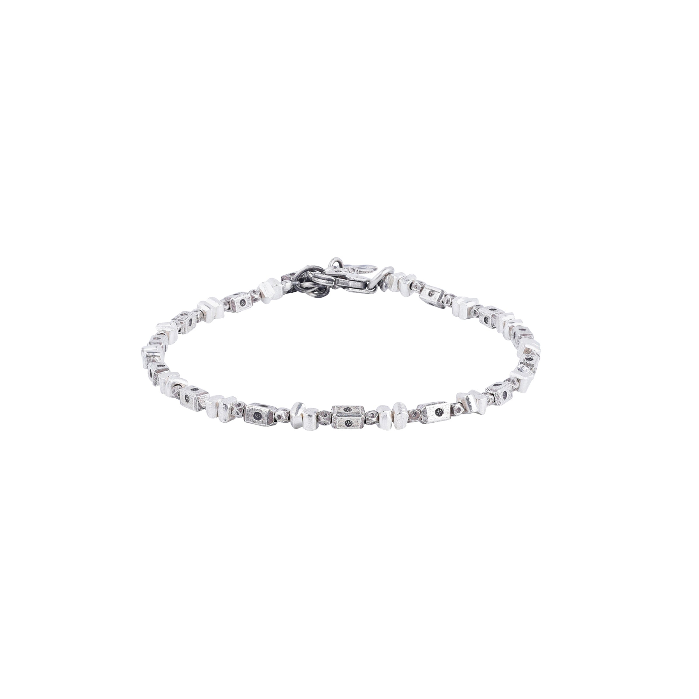 Sterling Silver beaded bracelet with small decorative accents