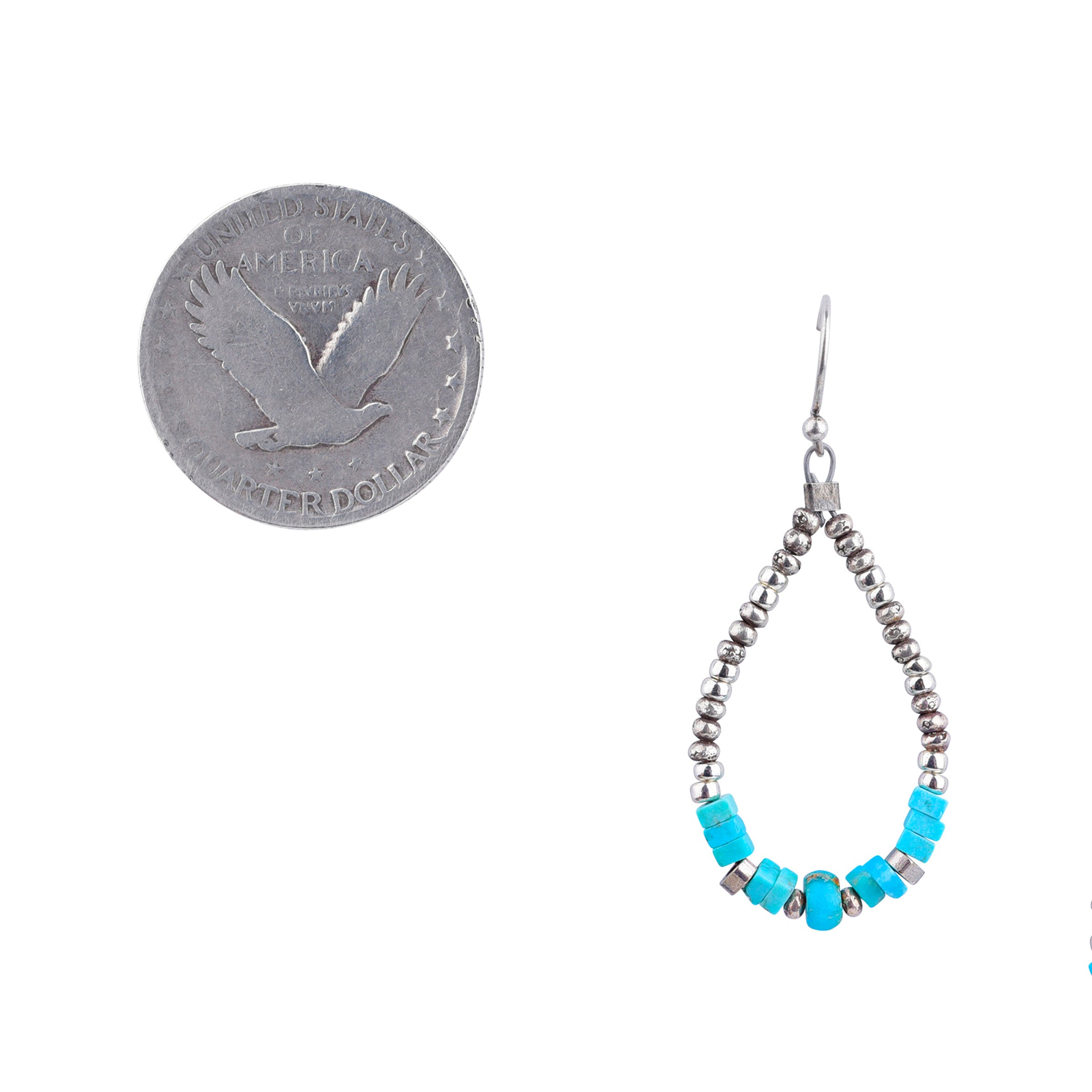 Turquoise and Thai Sterling Silver beaded teardrop earrings with earwire