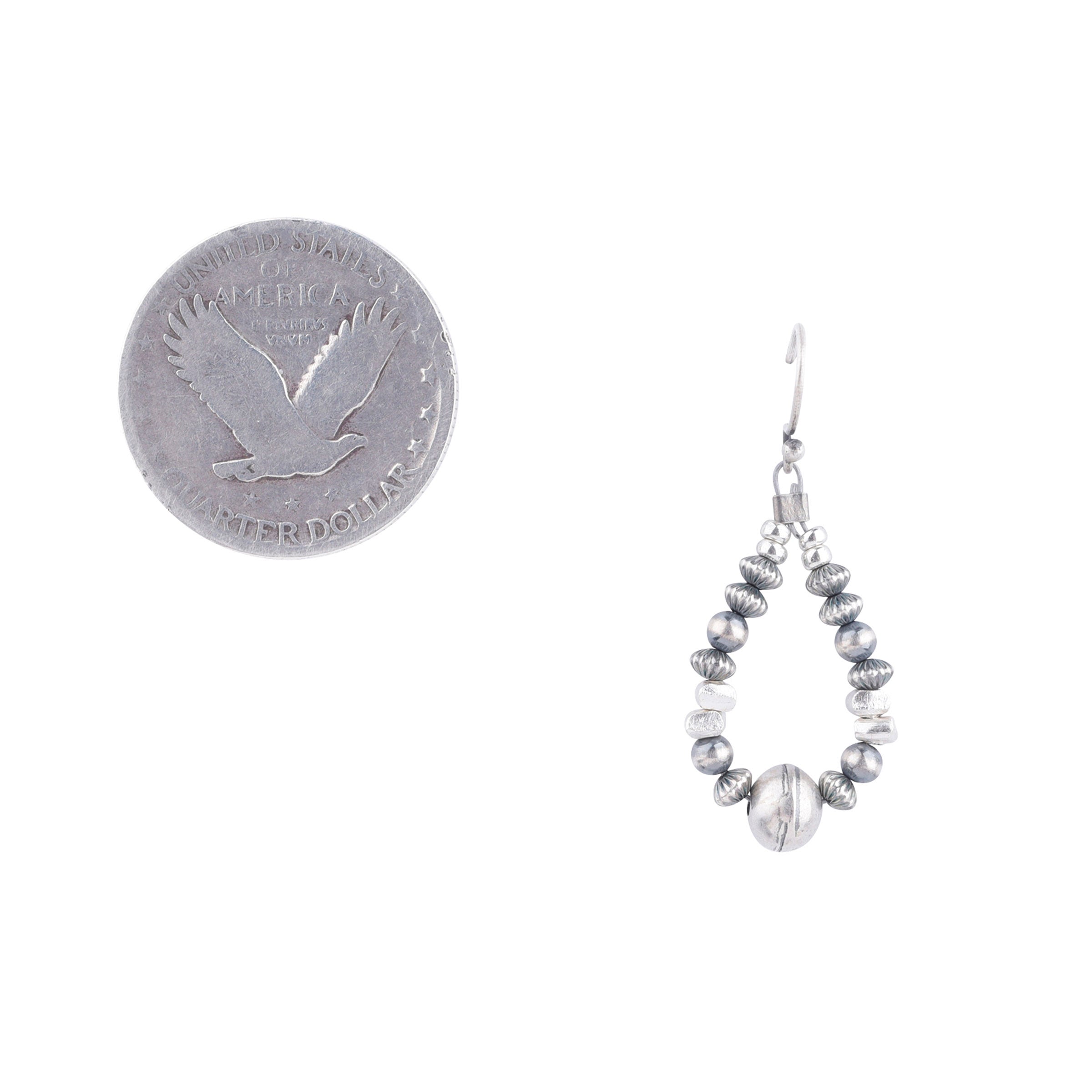 Teardrop beaded earrings made with Classic Desert Pearls, Corrugated Desert Pearls, and Sterling Silver Thai Beading