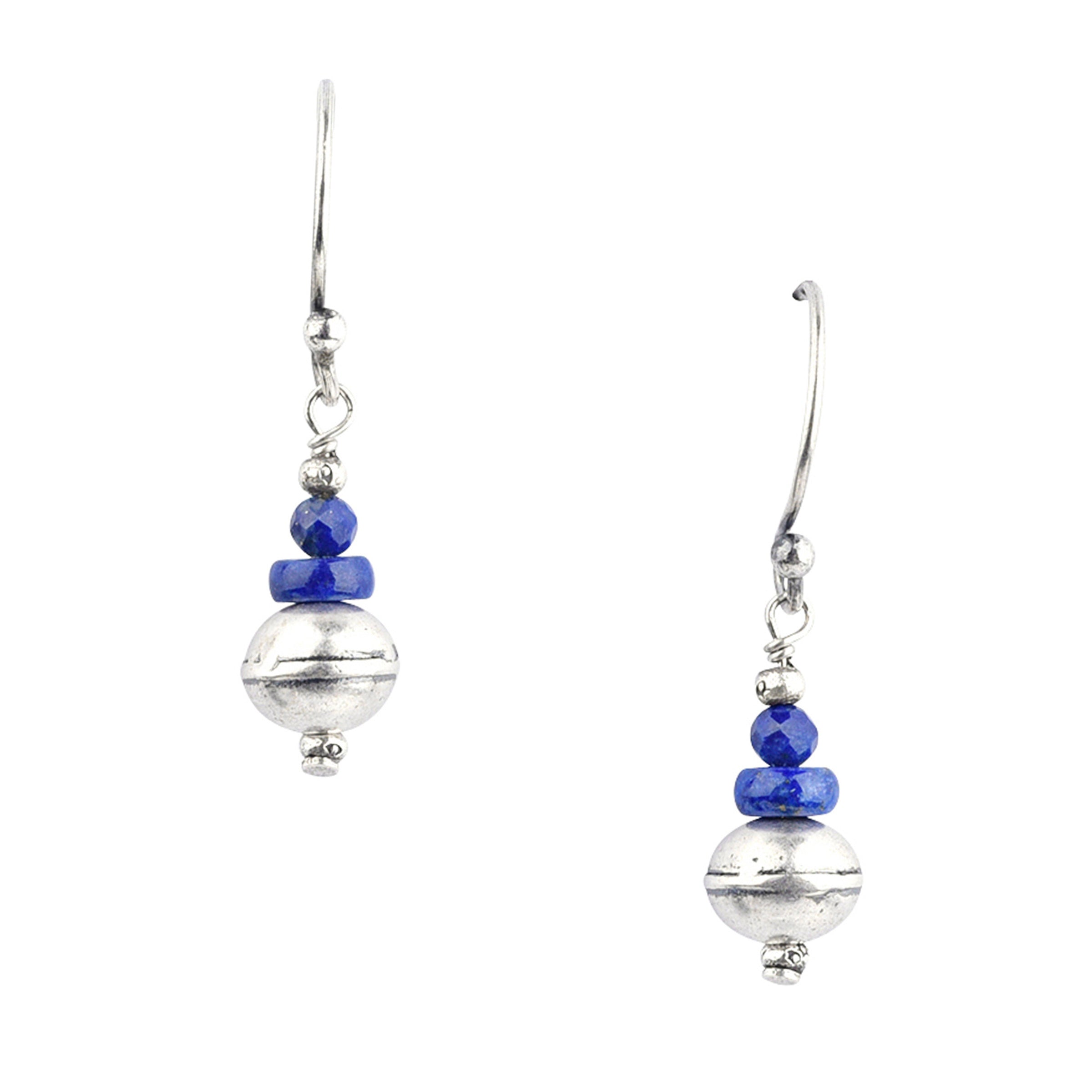 Simple and Southwestern Lapis and Sterling Silver Beaded Earrings