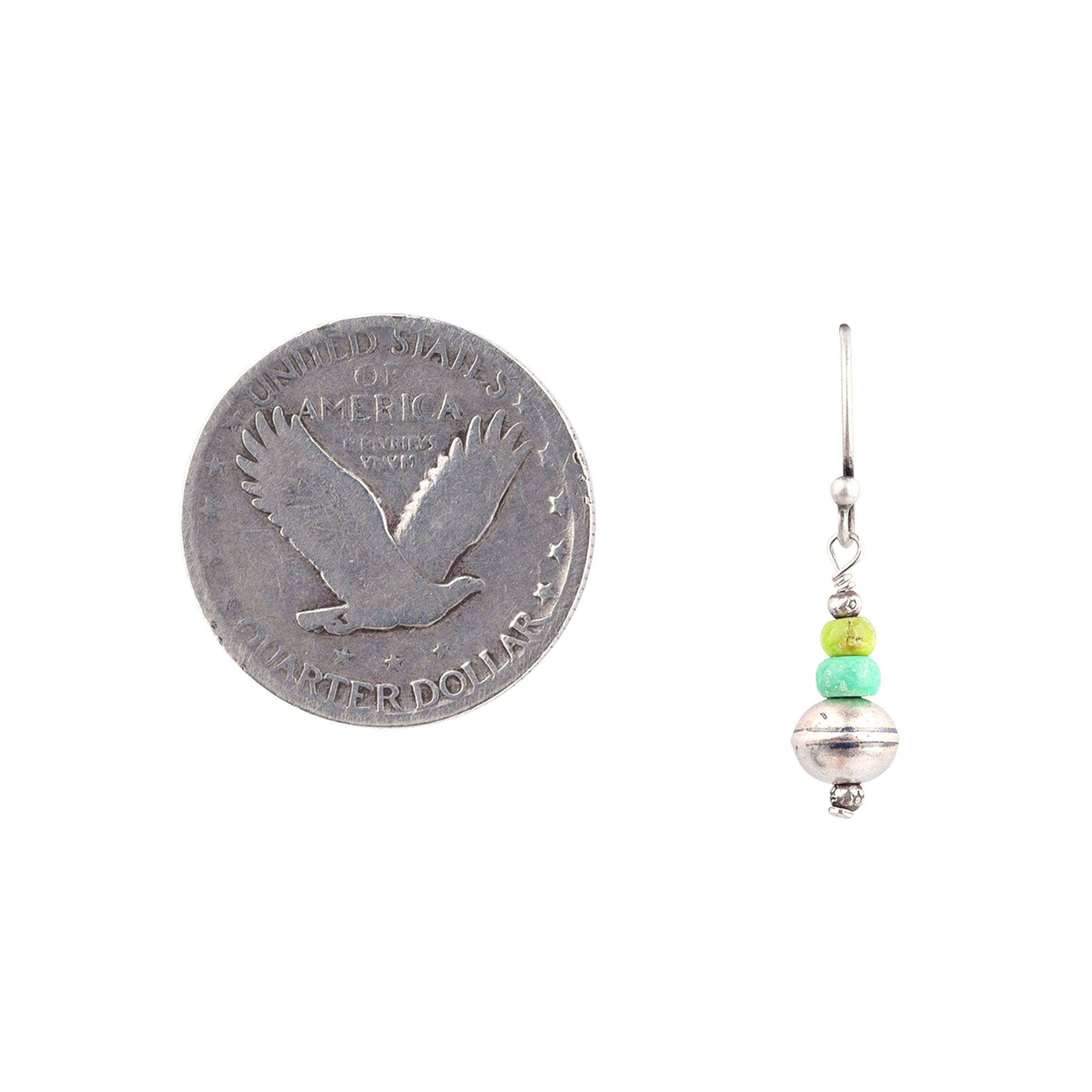 Simple and Southwestern Green Turquoise and Sterling Silver Beaded Earrings