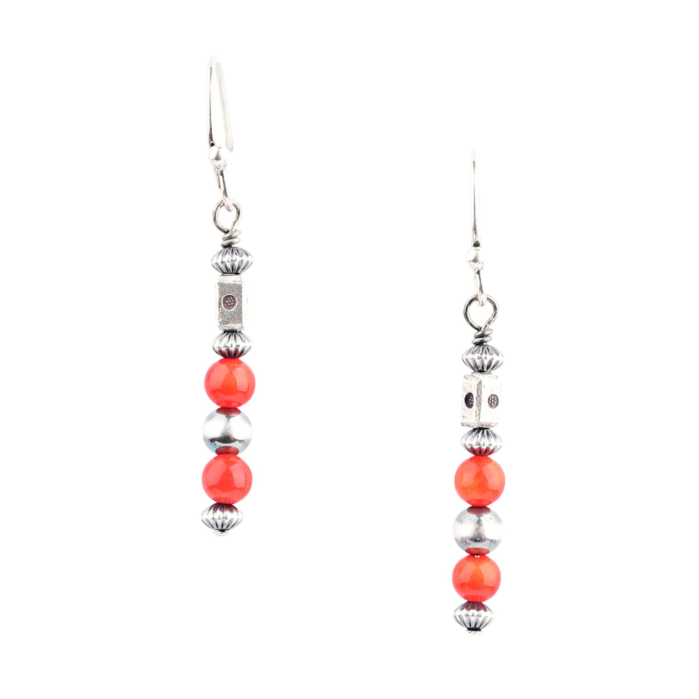 Hattie Beaded Earrings feature Sterling Silver accents sprinkled with Turquoise, Coral, or Pearl gemstones
