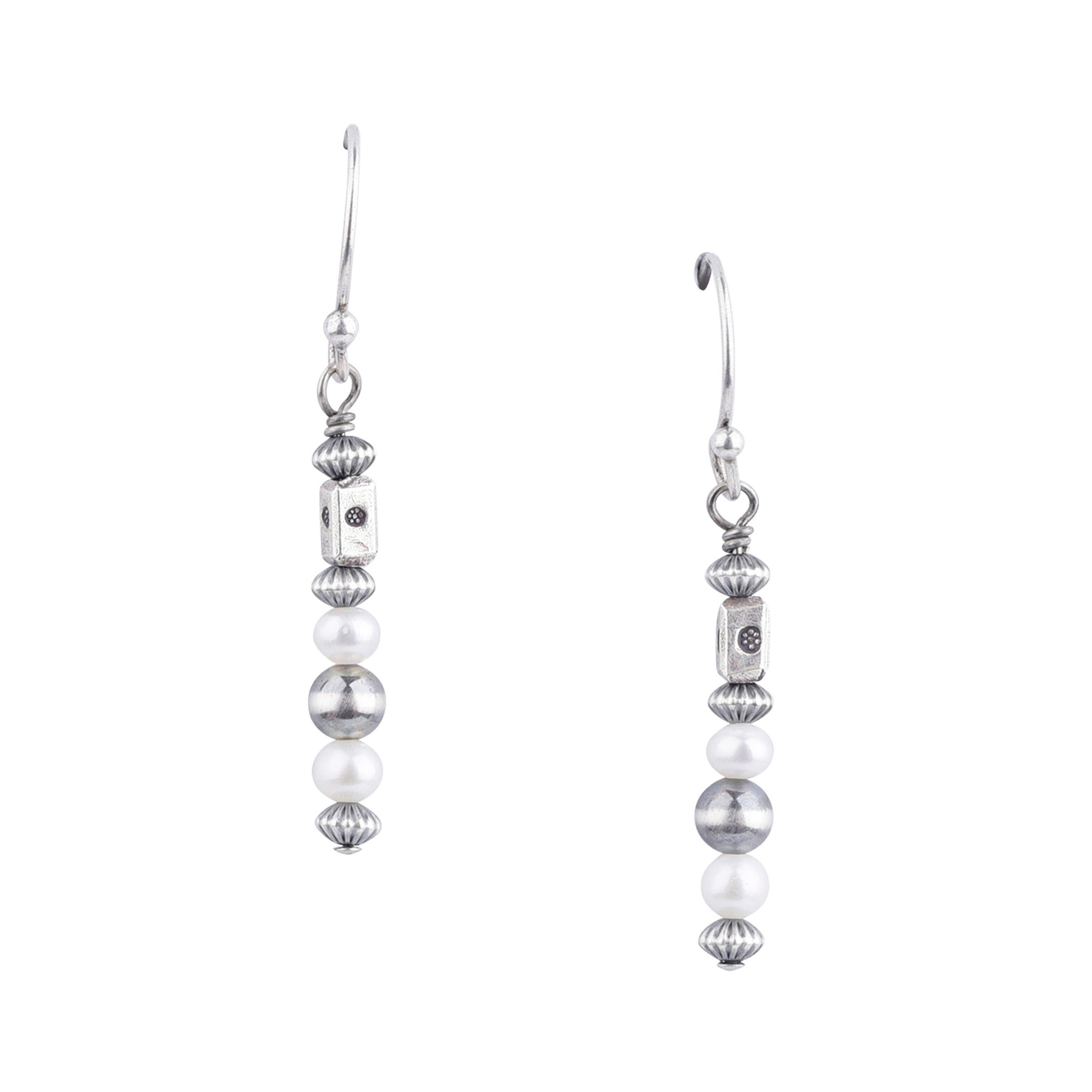 Hattie Beaded Earrings feature Sterling Silver accents sprinkled with Turquoise, Coral, or Pearl gemstones