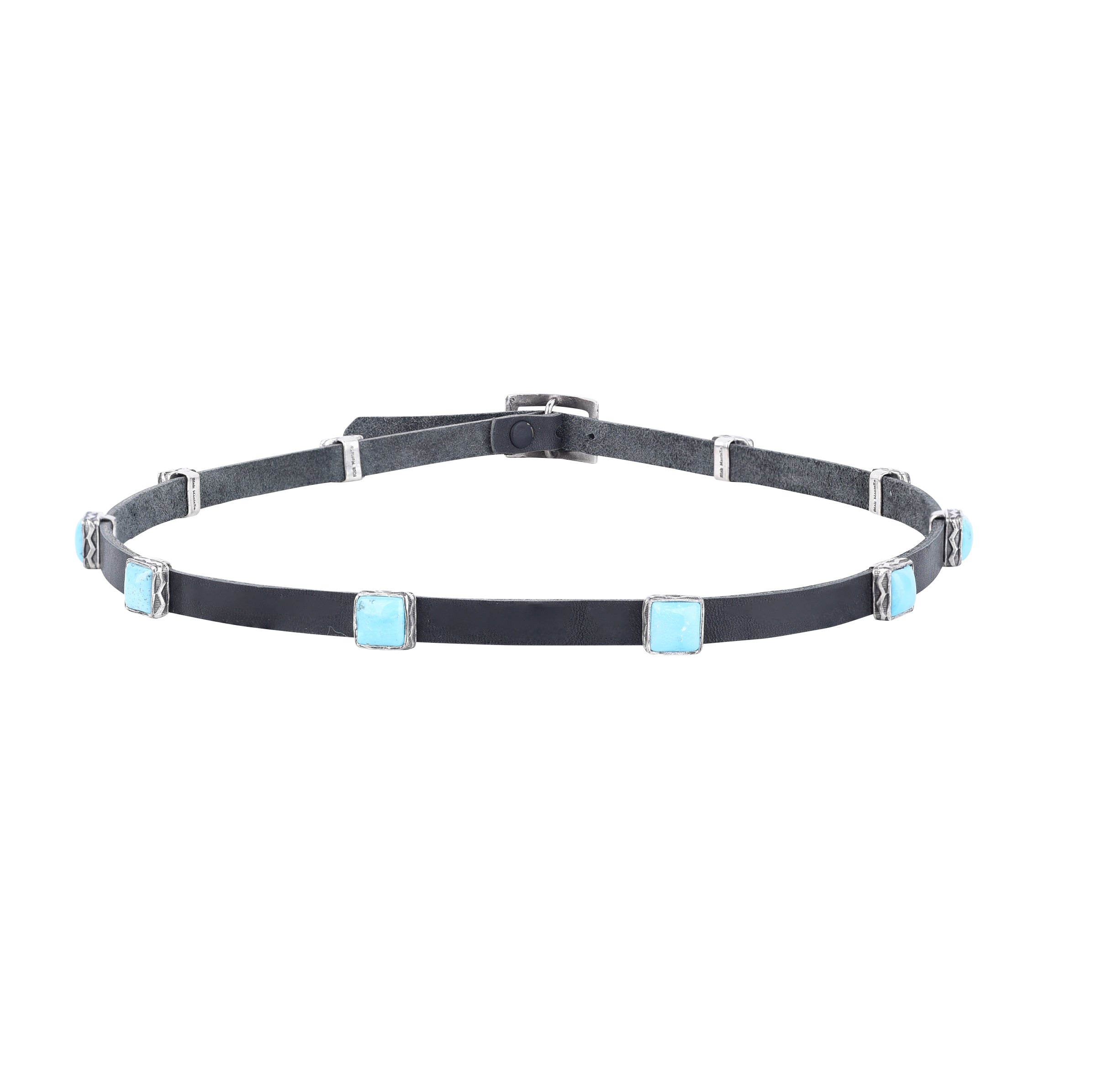 Turquoise and Sterling Silver on Leather Hatband