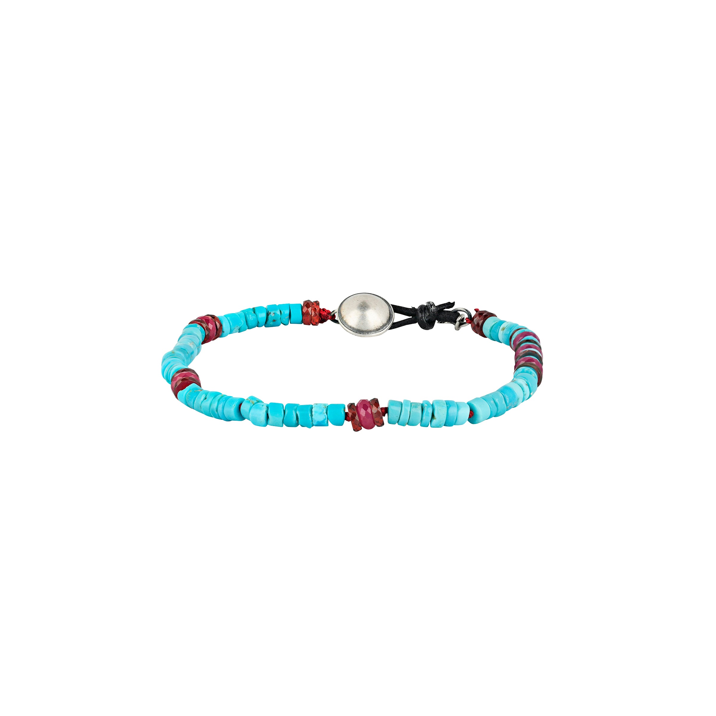 Equinox Bracelet - Blue Turquoise, Ruby & Garnet by Peyote Bird