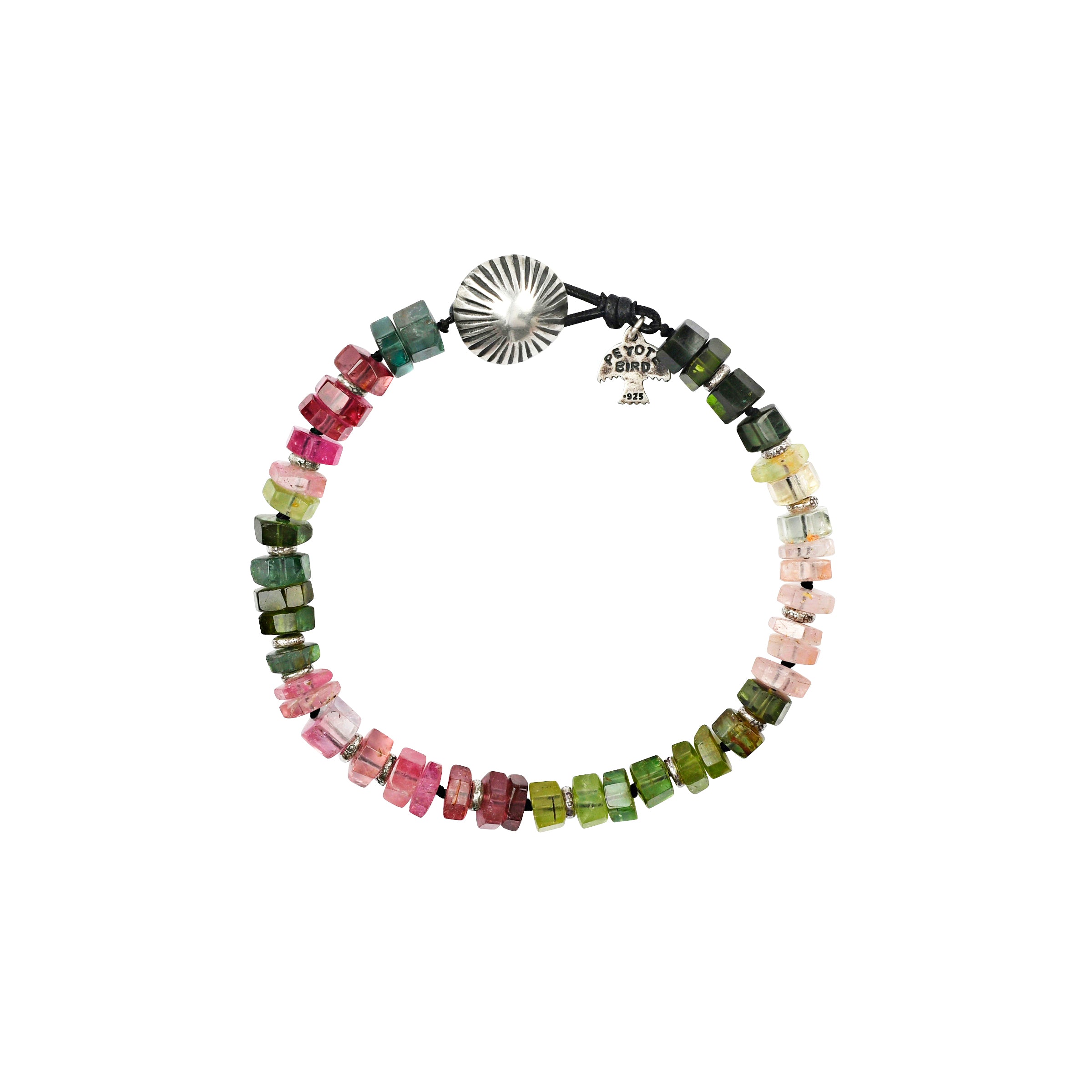 Verdant Bracelet - Watermelon Tourmaline & Sterling Silver by Peyote Bird