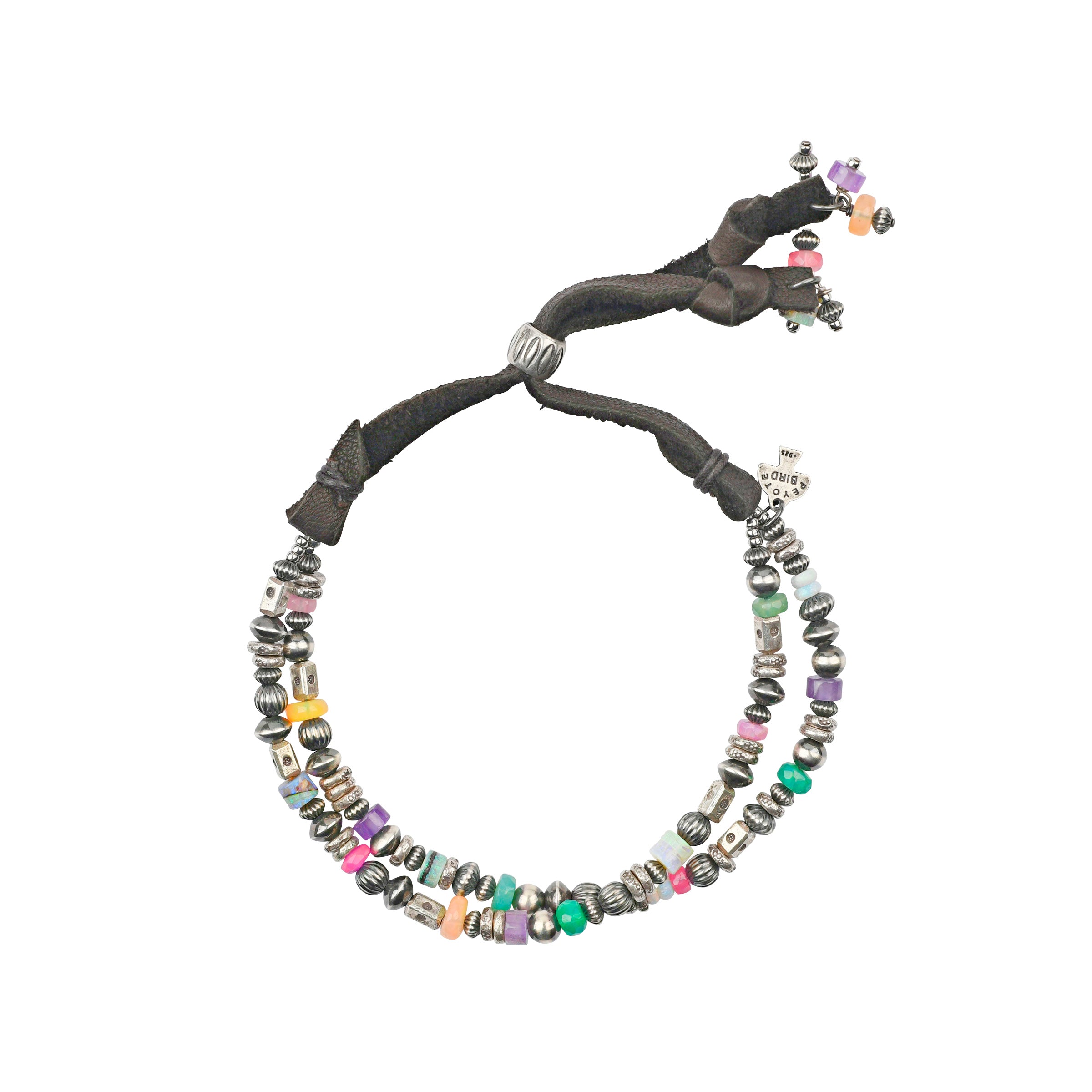 Multi strand adjustable bracelet with Opal and sterling silver