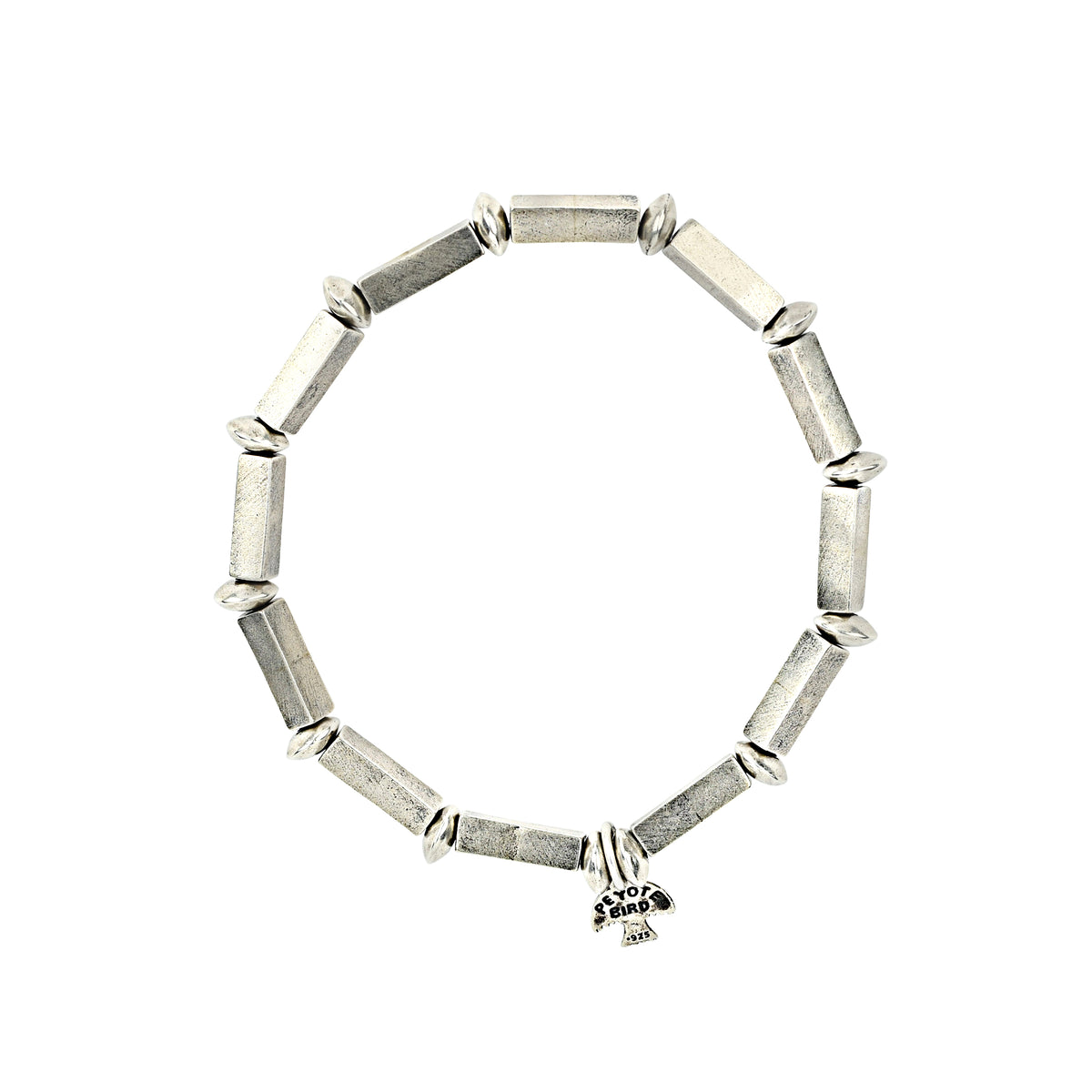 Sterling silver beaded stretch bracelet.