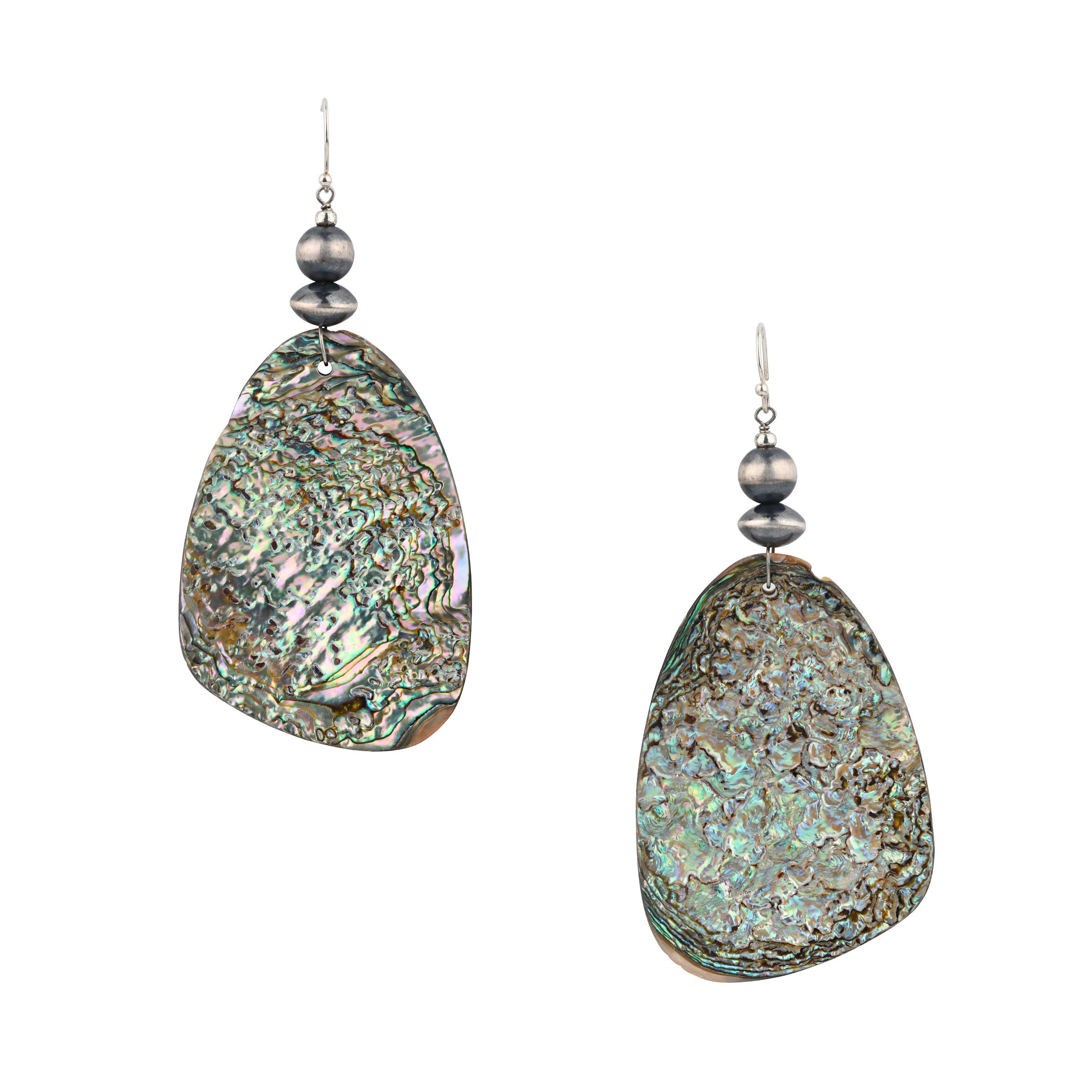 Peyote Bird Mirage Earrings, sterling silver, abalone, made in USA, accessory, wild west