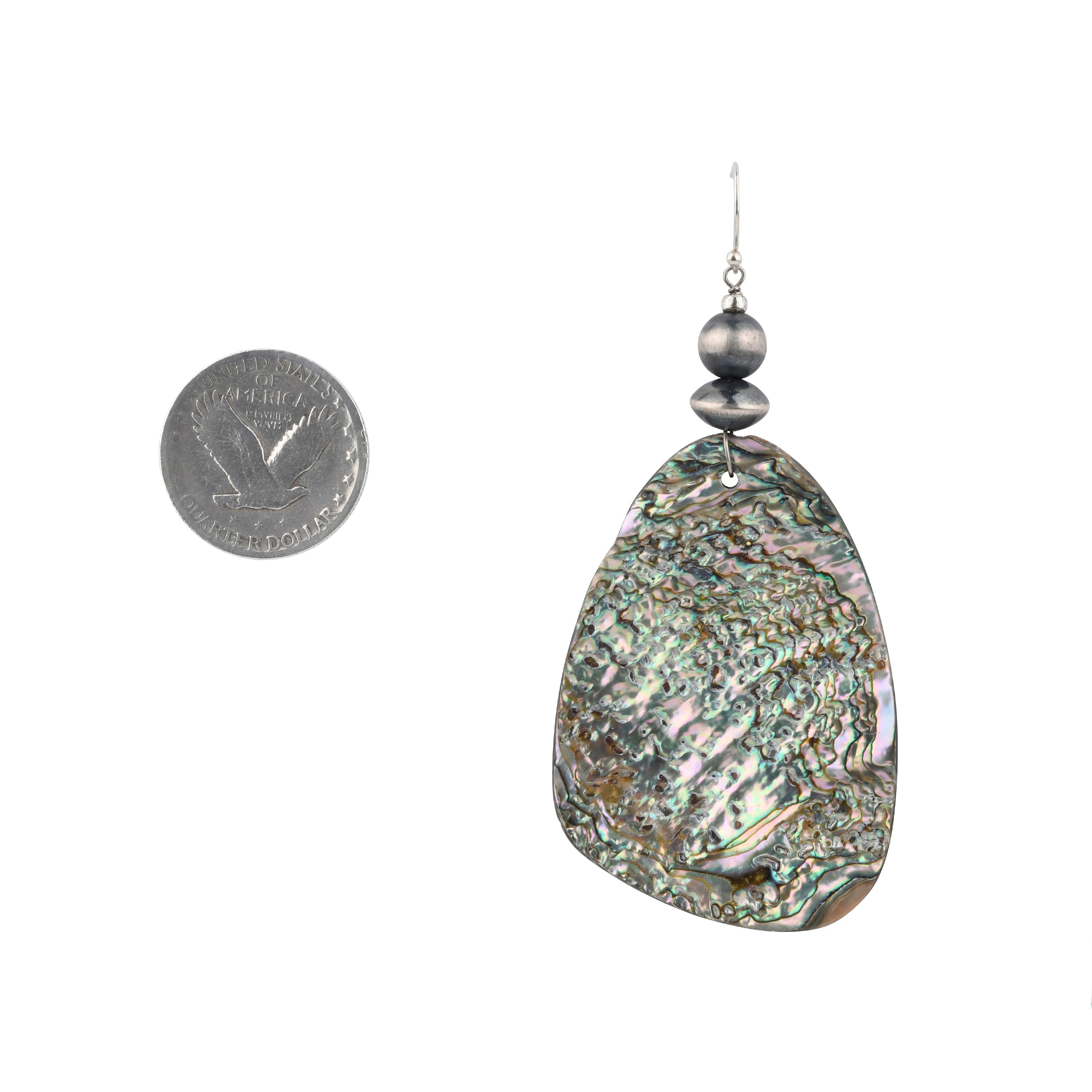 Peyote Bird Mirage Earrings, sterling silver, abalone, made in USA, accessory, wild west