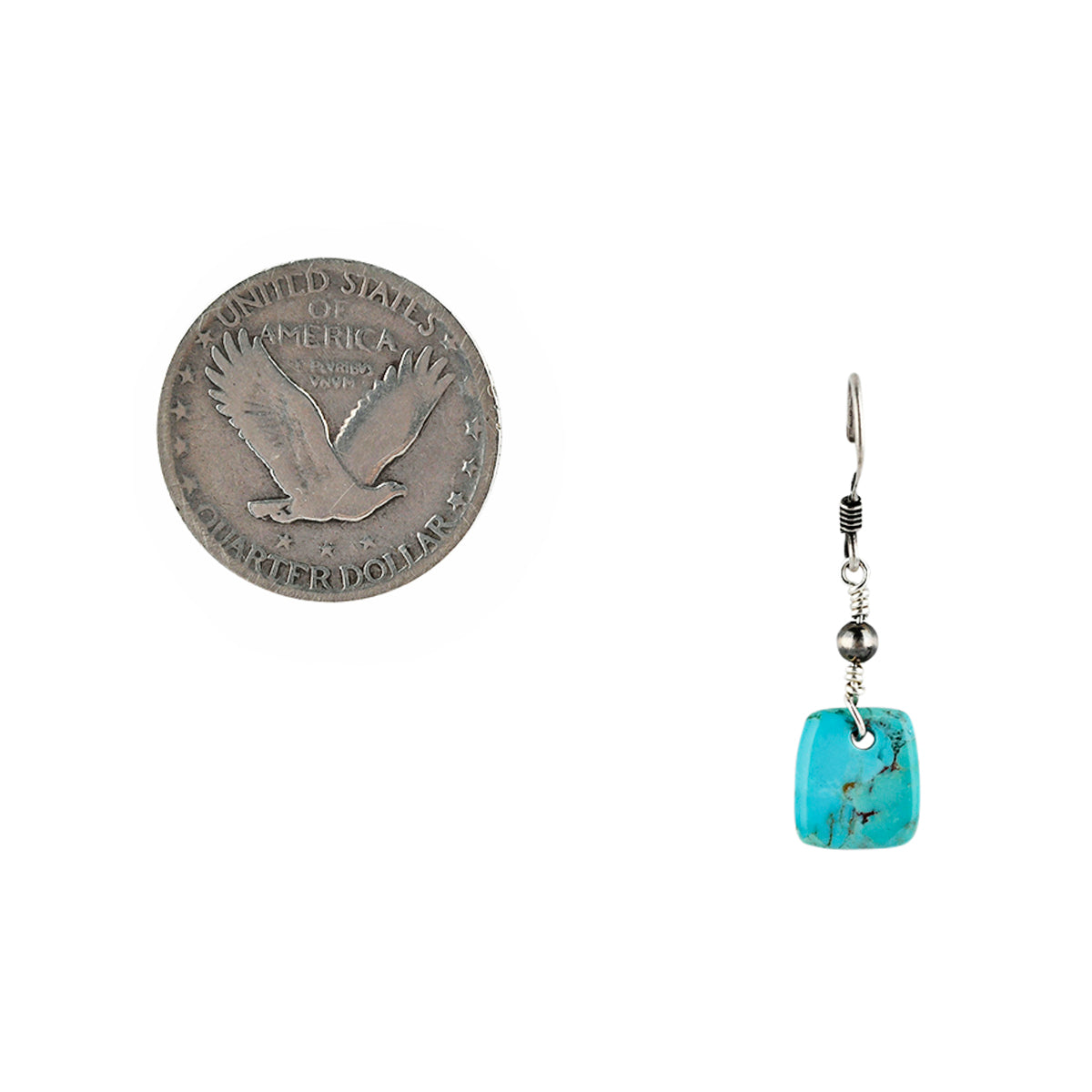 Square Tab Stone Earring with Sterling Silver Bead Earrings