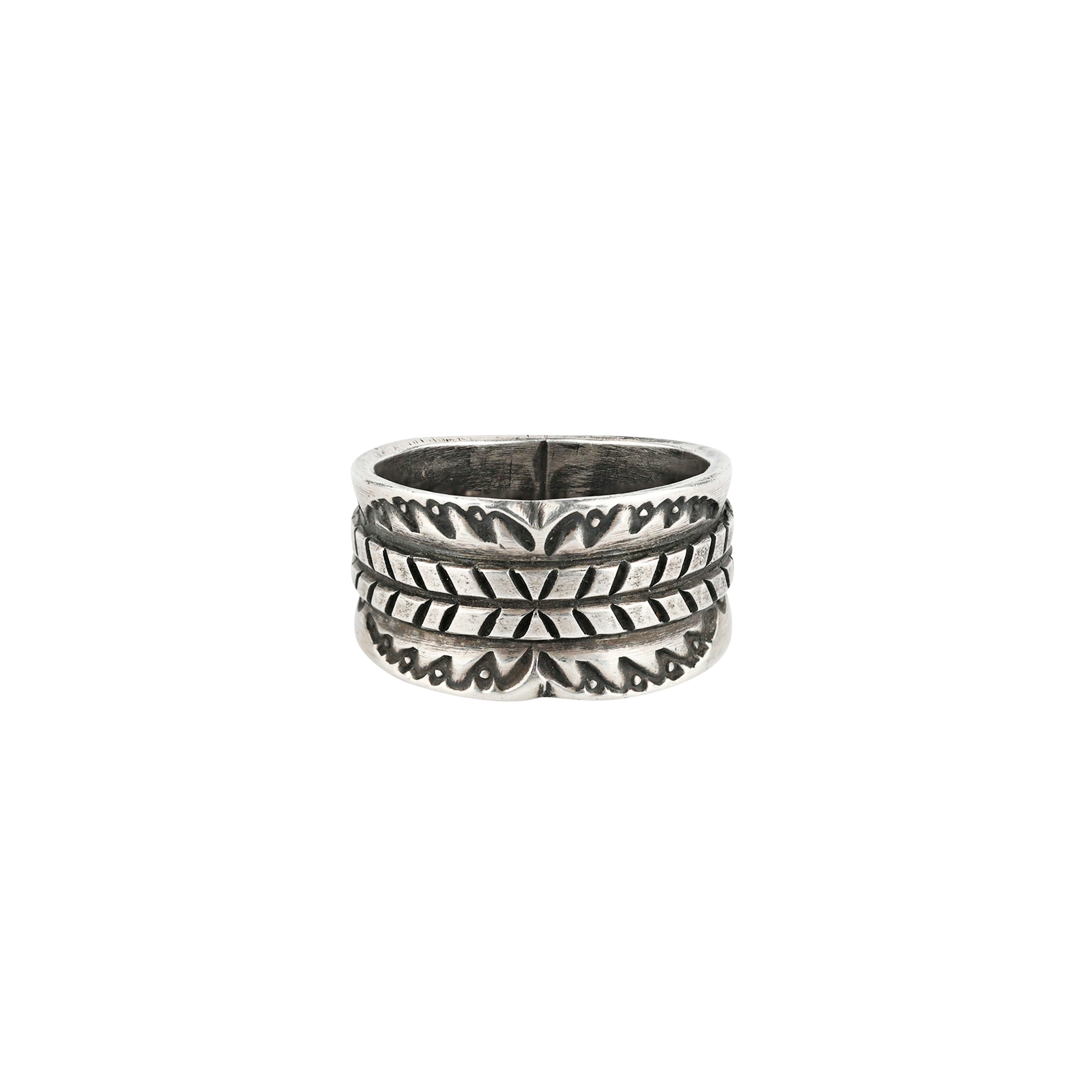Ingot Coin Silver ring featuring stamped motif by Joey Falcon