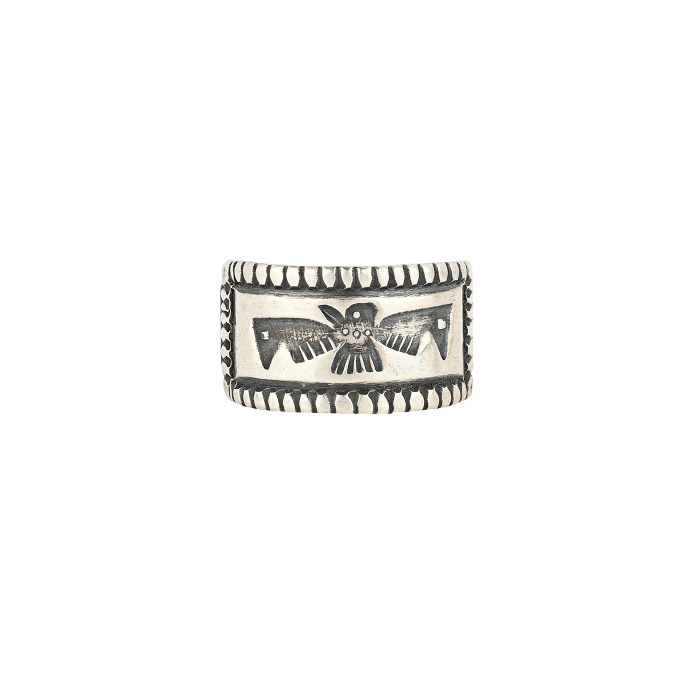 Ingot Coin Silver ring featuring stamped motif by Joey Falcon